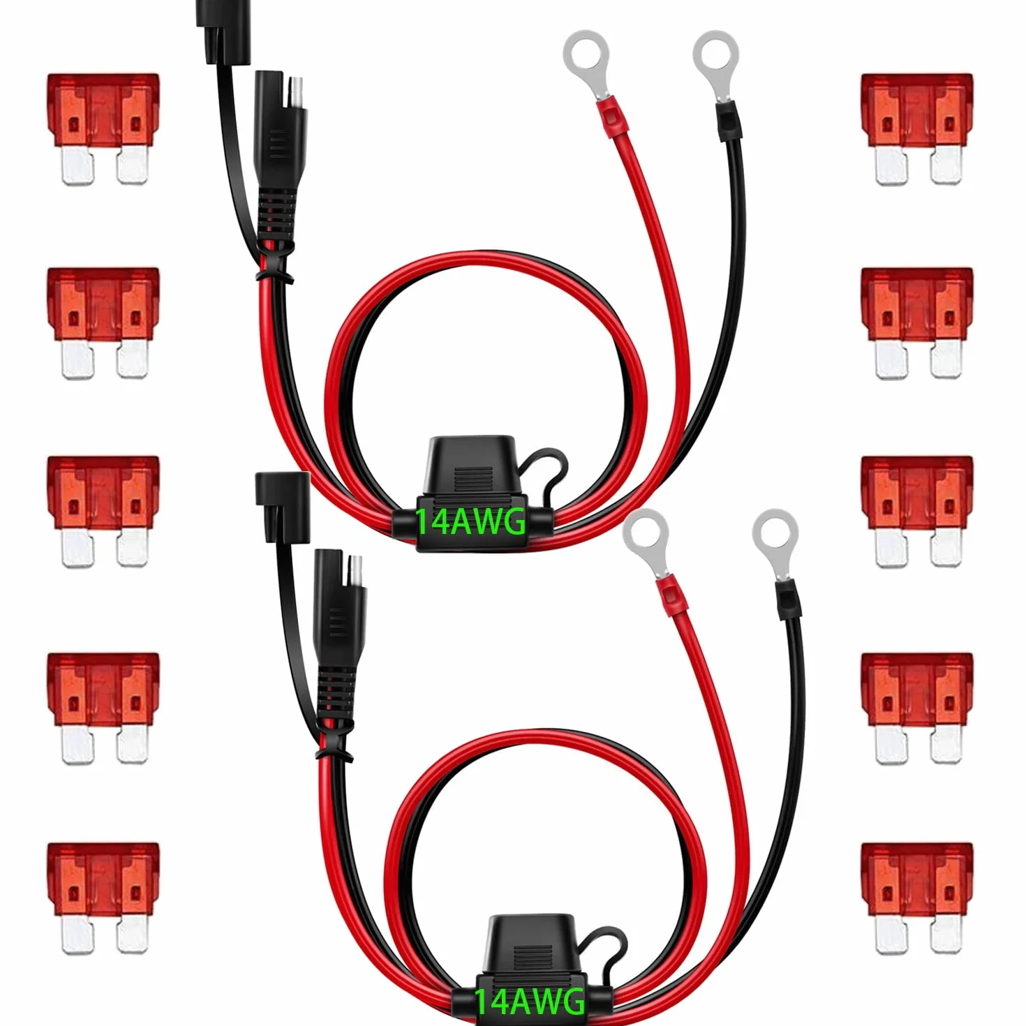 GTIWUNG 2 szt. SAE złącze z przewodem uprzęży terminalowej typu O-ring, 2-pinowy kabel szybkiego odłączania, 14 AWG 1,97 FT/60 CM SAE do zacisku pierścieniowego Quick Connect