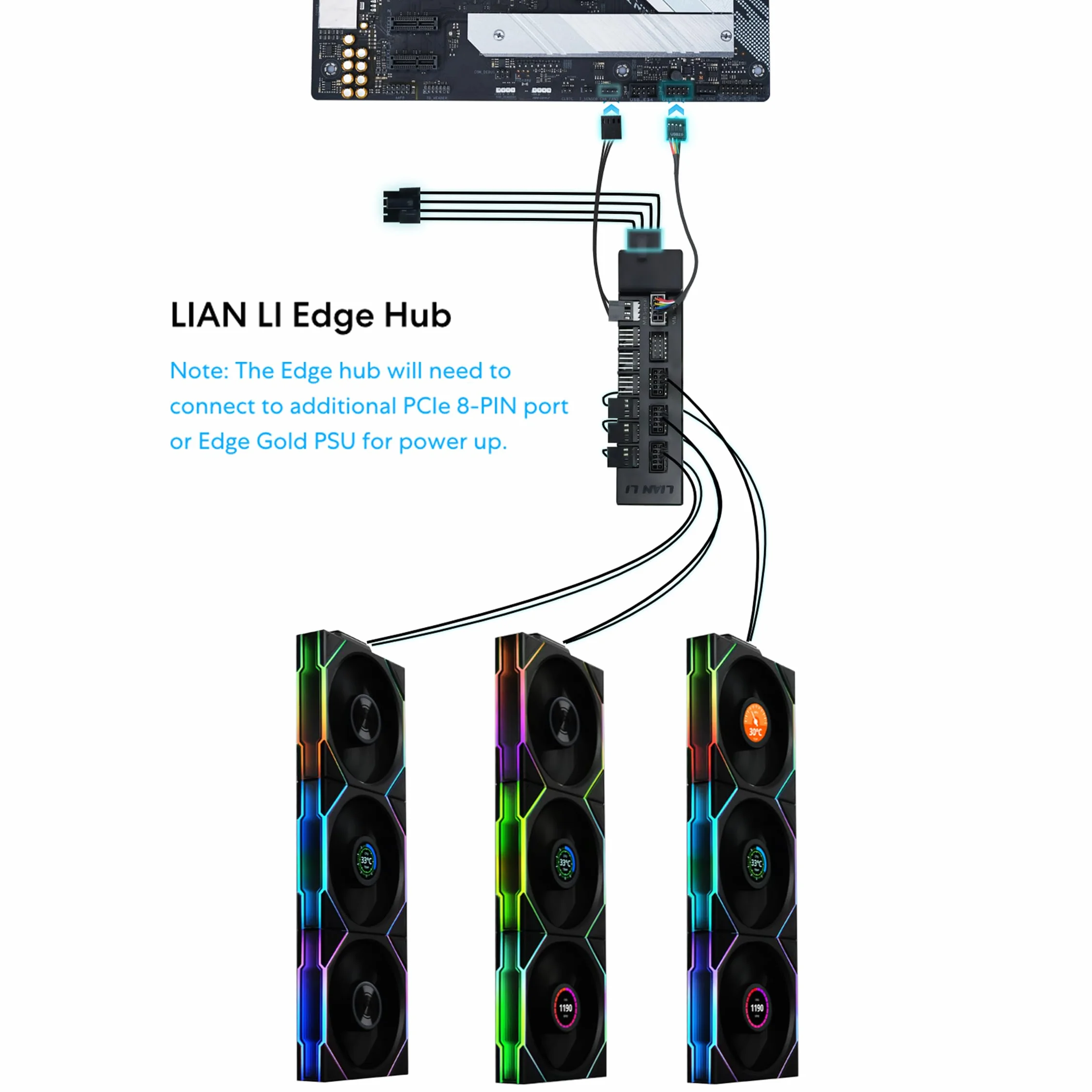 Lian Li UNI Fan TL LCD 120 Wireless - pojedyncze opakowanie (odwrotne ostrze) - kontroler nie jest dołączony - bezprzewodowe sterowanie 2,4 GHz - konstrukcja lustra nieskończoności - wymagany