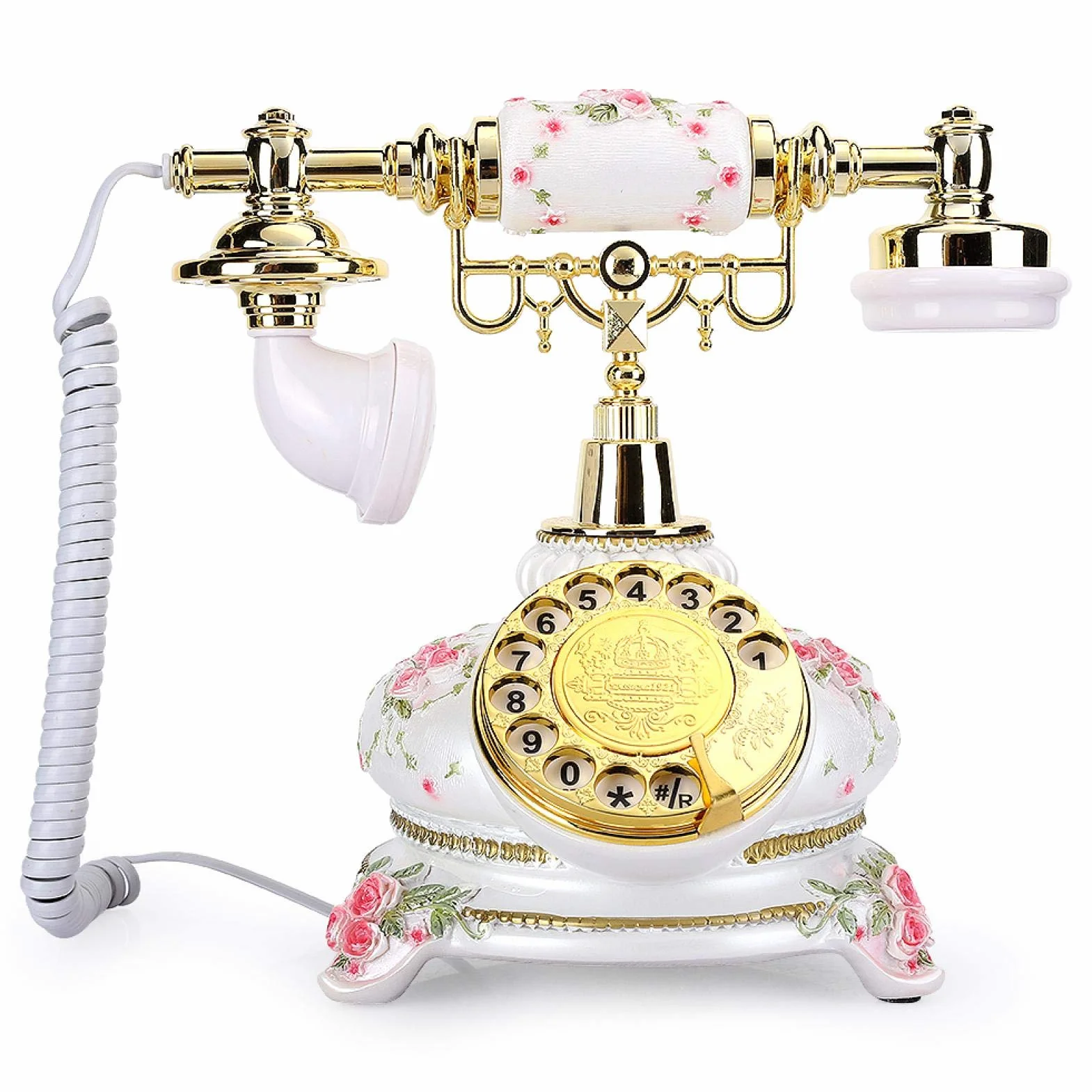 Socobeta Retro telefon obracający się szyba antyczna telefon w stylu dworkowym vintage telefon stacjonarny do domu biura hotelu