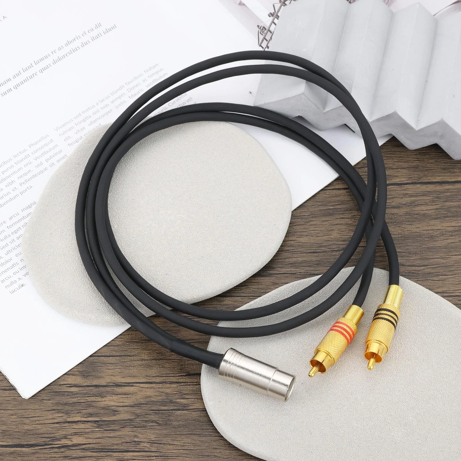 1 Piece 5-Pin DIN Male to 2-RCA Male Audio Cable Phono Male Plugs Audio Cable Compatible with Bang Compatible with Naim Black 3FT