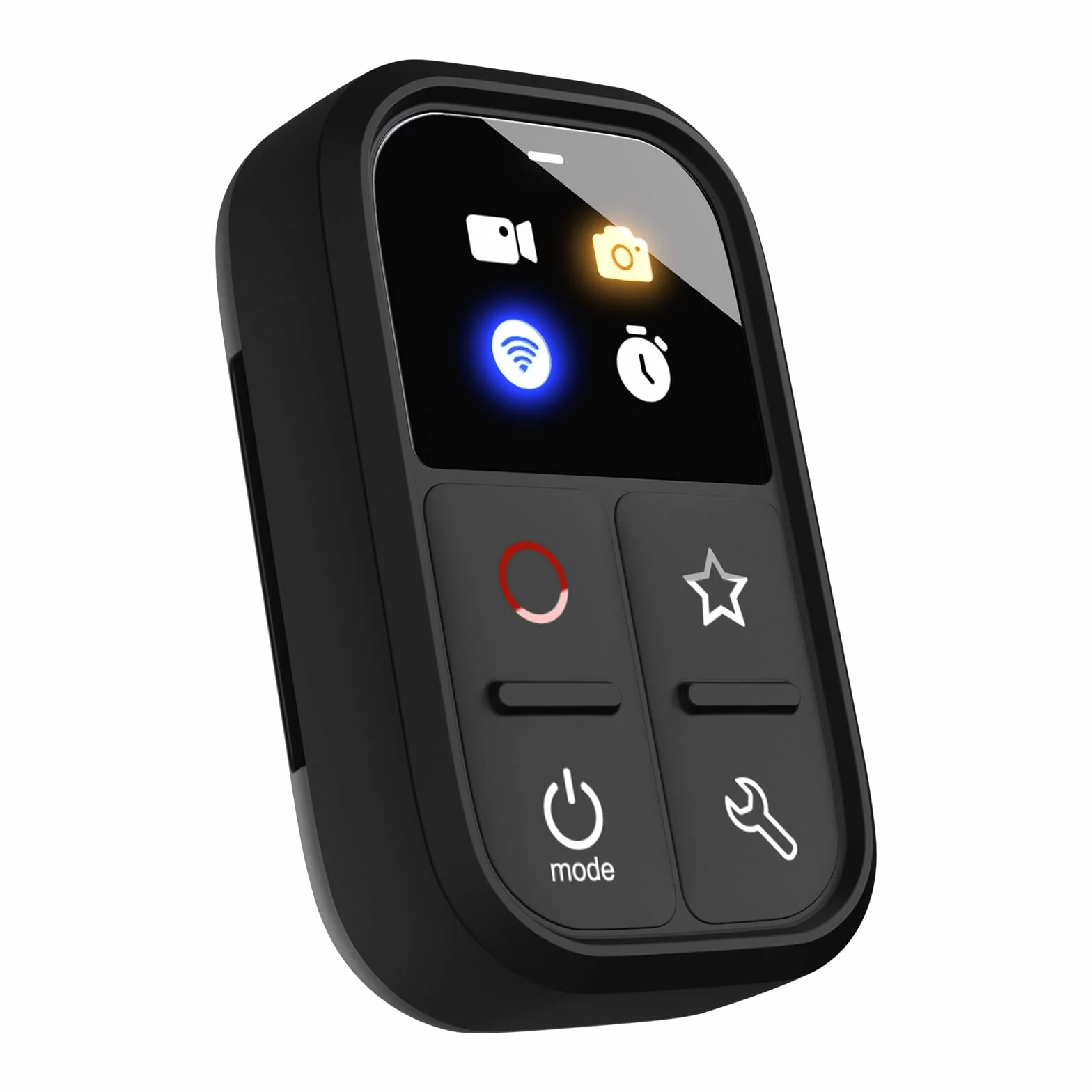 Andoer Bezprzewodowy inteligentny pilot, zamiennik do GoPro Hero 10/9/8/Max, LED, kolorowy ekran, wbudowany akumulator, zasięg 50 m, z uchwytem na drążek, pasek na rękę, kabel USB do ładowania