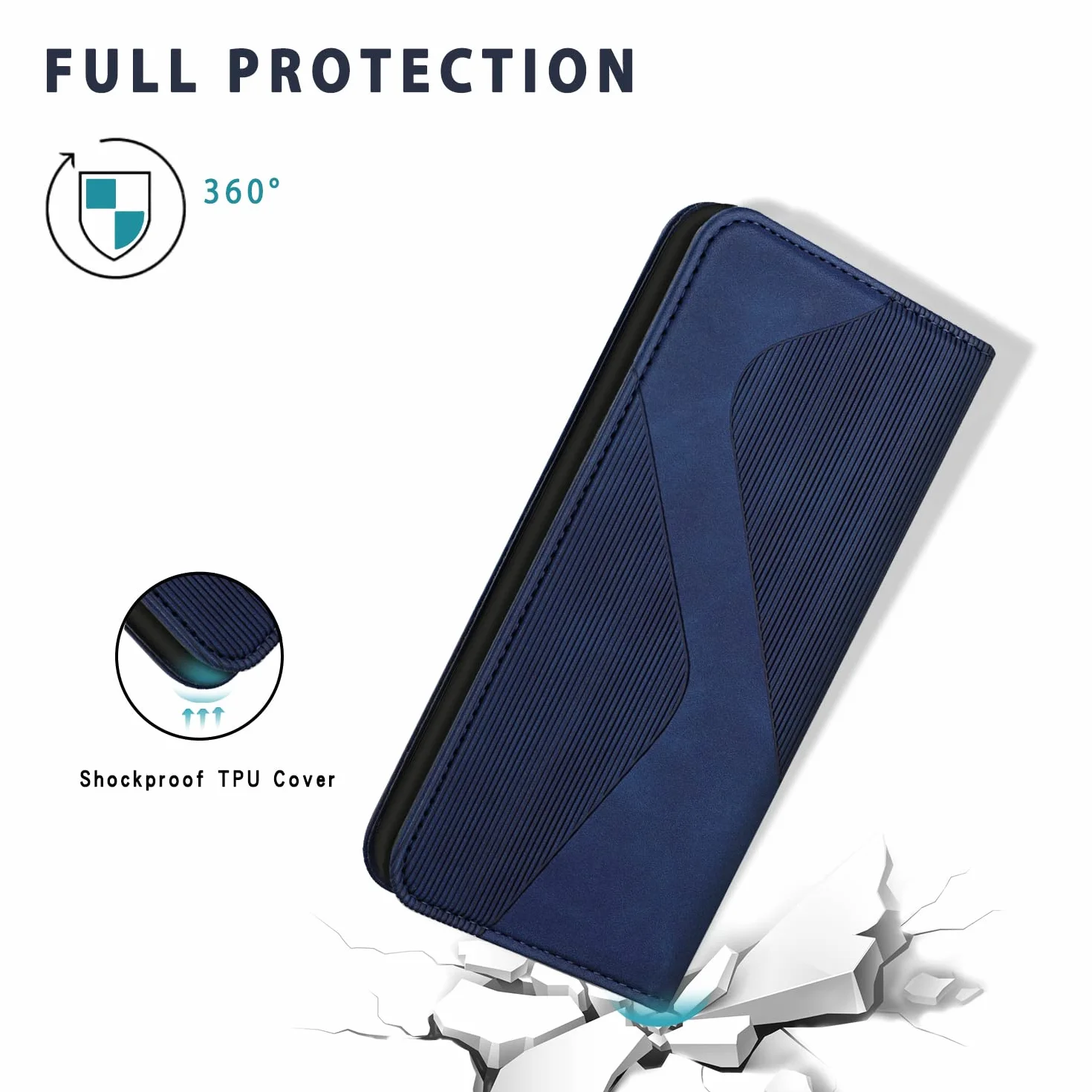 Etui z Klapką do Samsung Galaxy S24, Portfel z Skóra PU z Gniazda na karty i Podpórka, Ochrona Przed Wstrząsami Flip Etui do Samsung S24 (Niebieski)