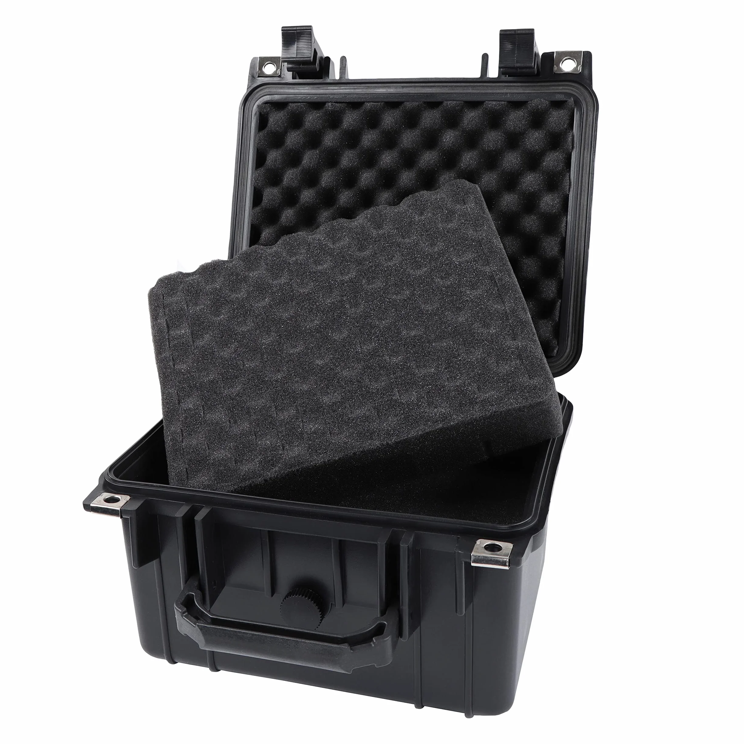 Tactical45 Plastikowa obudowa z piankową czarną twardą torbą do przenoszenia 27 x 25 x 15 cm wyściełana obudowa na sprzęt aparatu i narzędzia