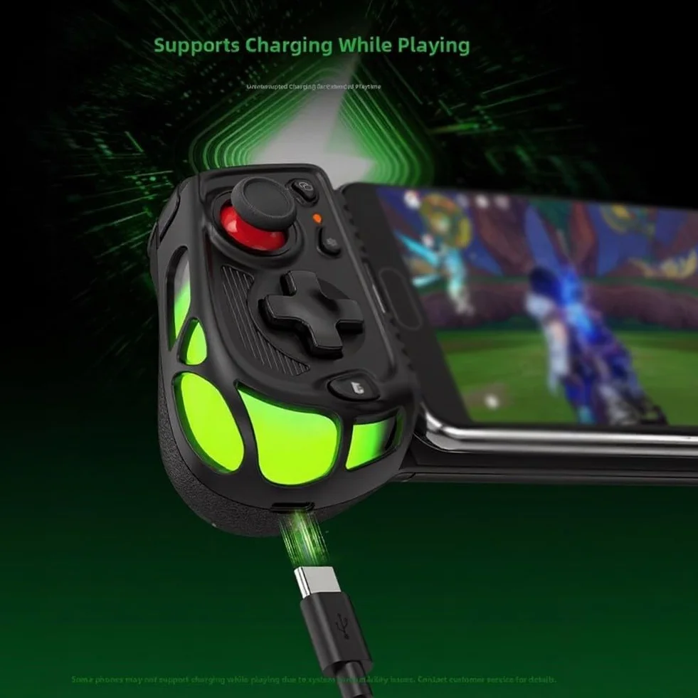 RiseNova Mobilny kontroler do gier z systemem Android i iOS, podwójny joystick do precyzyjnego sterowania, materiał ABS, ergonomiczny uchwyt na długie sesje, czarny