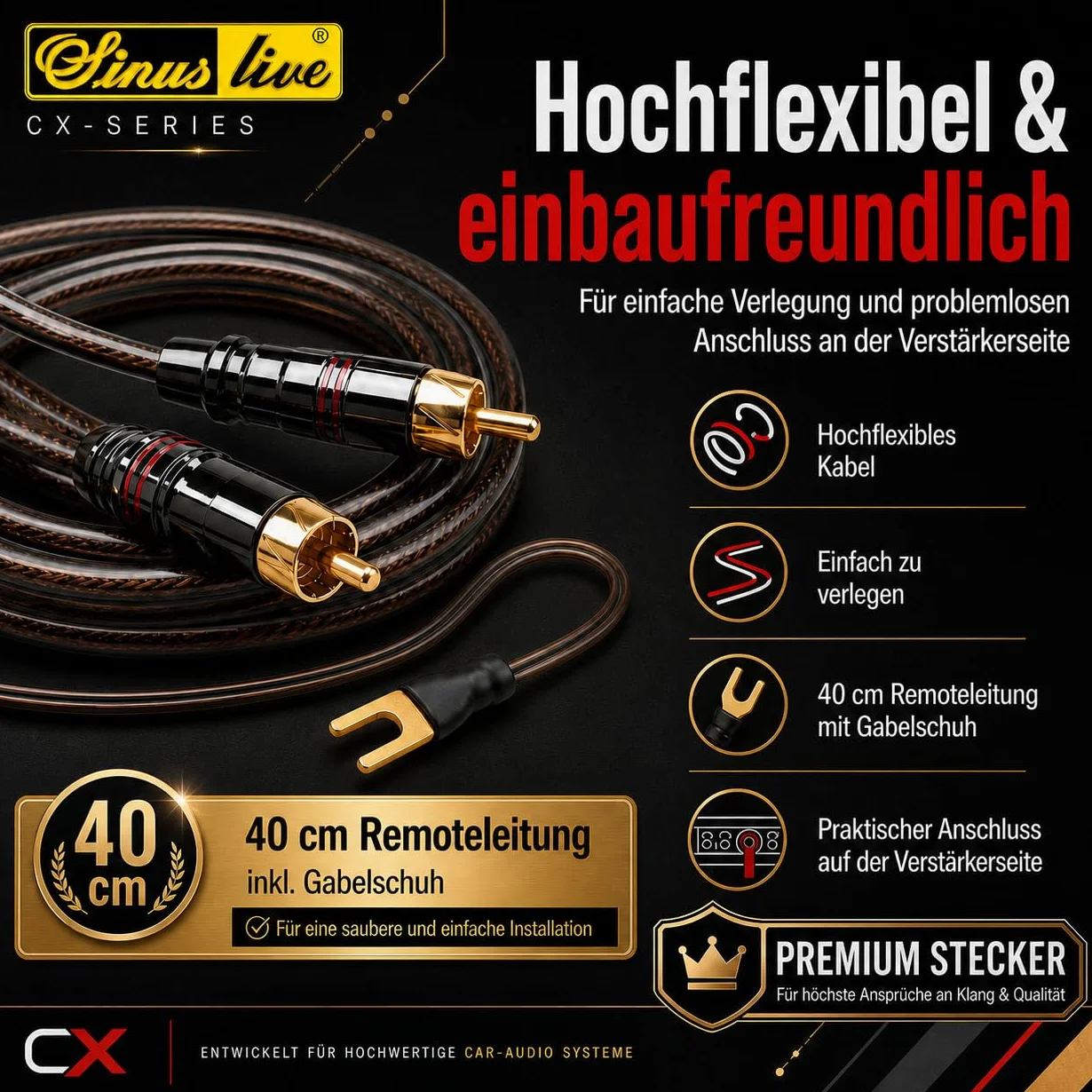 Sinuslive CX-08 kabel RCA 0,80 m