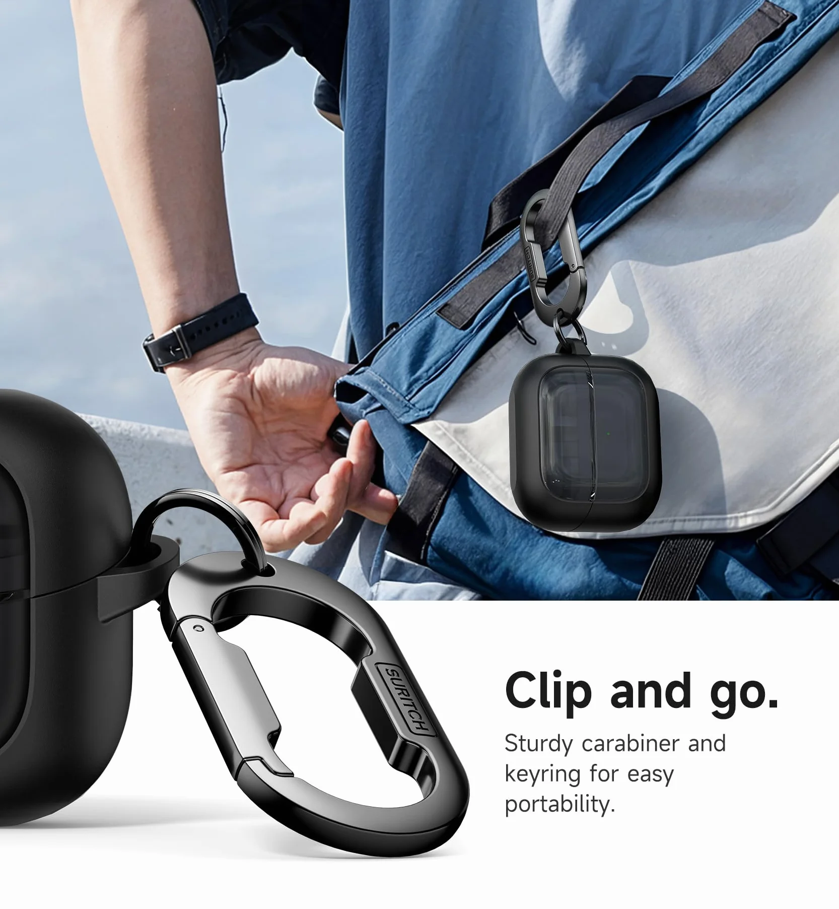 SURITCH Etui do Samsung Galaxy Buds 3 Pro/Galaxy Buds 3, magnetyczne etui ochronne do Galaxy Buds3 Pro/Buds3, wytrzymałe, odporne na wstrząsy pokrowce ochronne z karabińczykiem, zestawem do