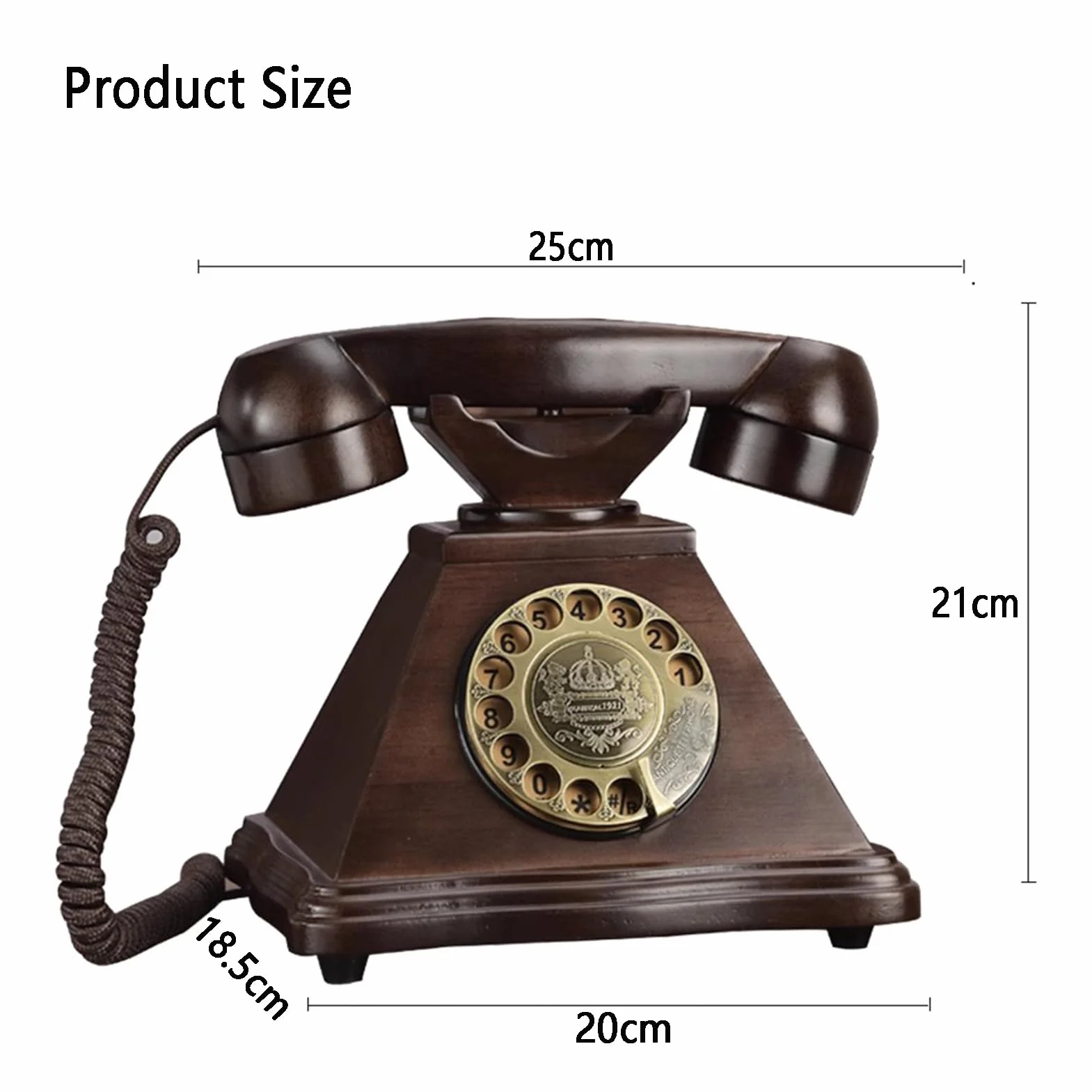 Retro przewodowy telefon stacjonarny, zabytkowa tarcza obrotowa, zabytkowy telefon stacjonarny z litego drewna, stary dom z ponownym wybieraniem numeru