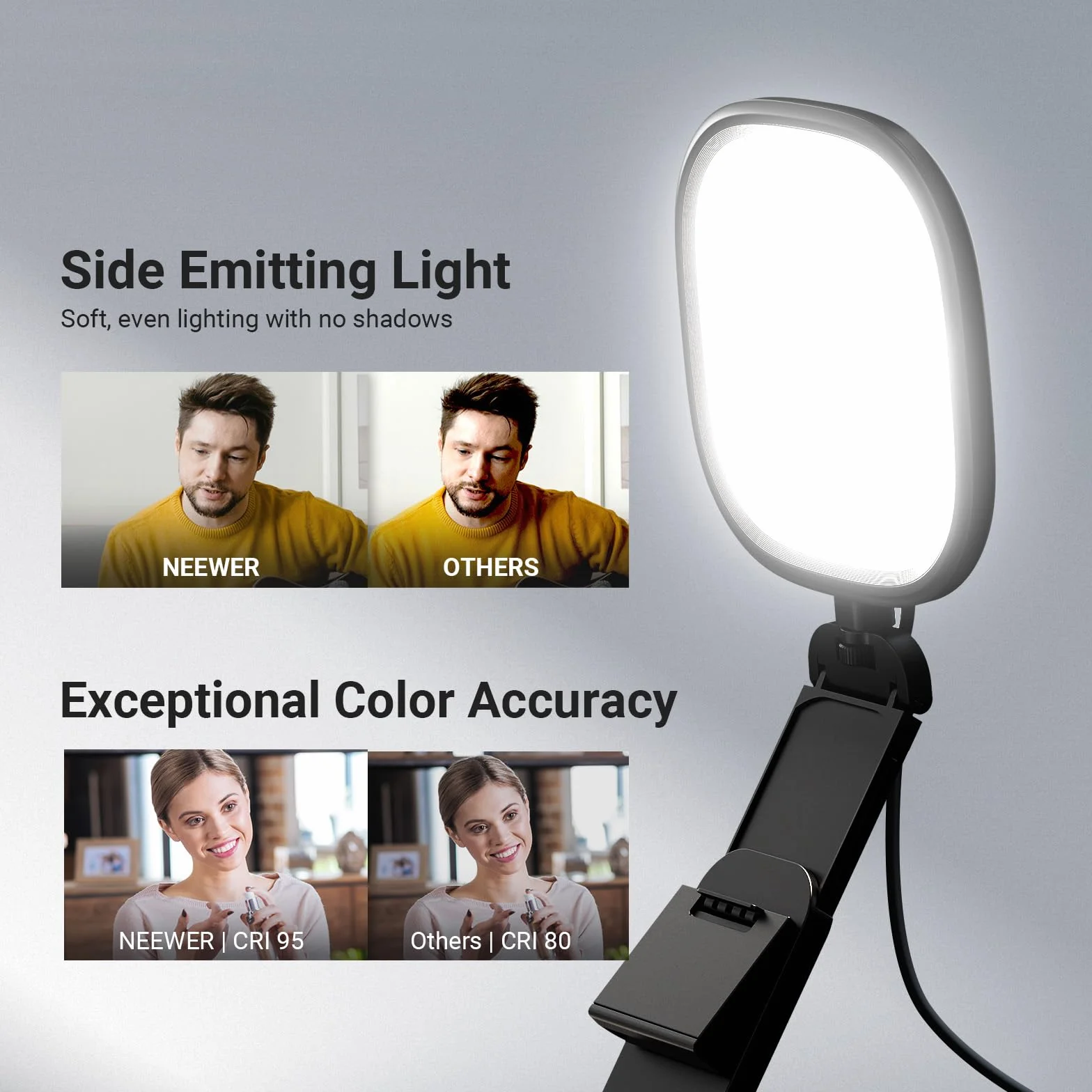 NEEWER Basics podświetlany kij do monitora 5" 10 W z podstawką, dwukolorowy panel USB LED, CRI95, lampa biurkowa do laptopa, kamera internetowa, wideokonferencje, zoom, połączenia, streaming, NL10