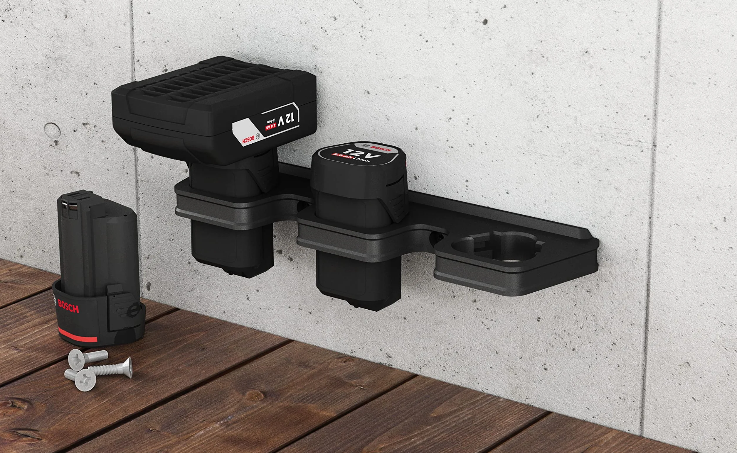 NewGround Designs Uchwyt ścienny do akumulatora odpowiedni do akumulatorów Bosch Professional 12 V (seria GBA), uchwyt ścienny Made in Germany (3 akumulatory)