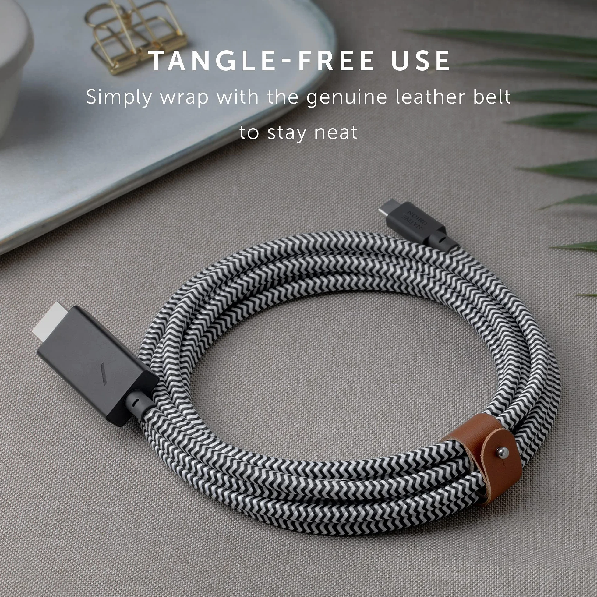 NATIVE UNION Pasek HDMI USB-C na HDMI (4K@60Hz) - 3 m (10 stóp) bardzo mocny wzmocniony kabel [certyfikat MFi] kompatybilny z MacBook Pro 2017-2020, MacBook Air/iPad Pro 2018 i innymi urządzeniami USB-C
