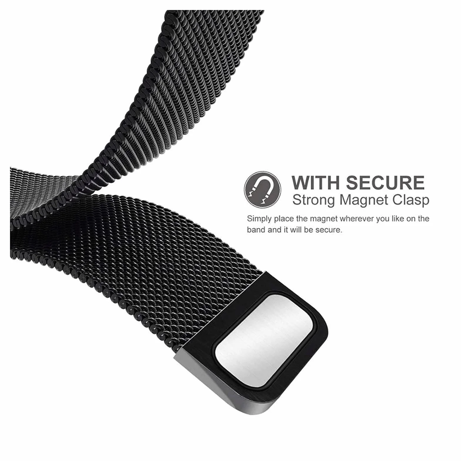 Mesh Universal Watch Bransoletka Bransoletka ze stali nierdzewnej magnetyczne blokady bezpieczeństwa, do inteligentnego zastępowania paska 12-24 mm, zastępowanie opaski zegarek