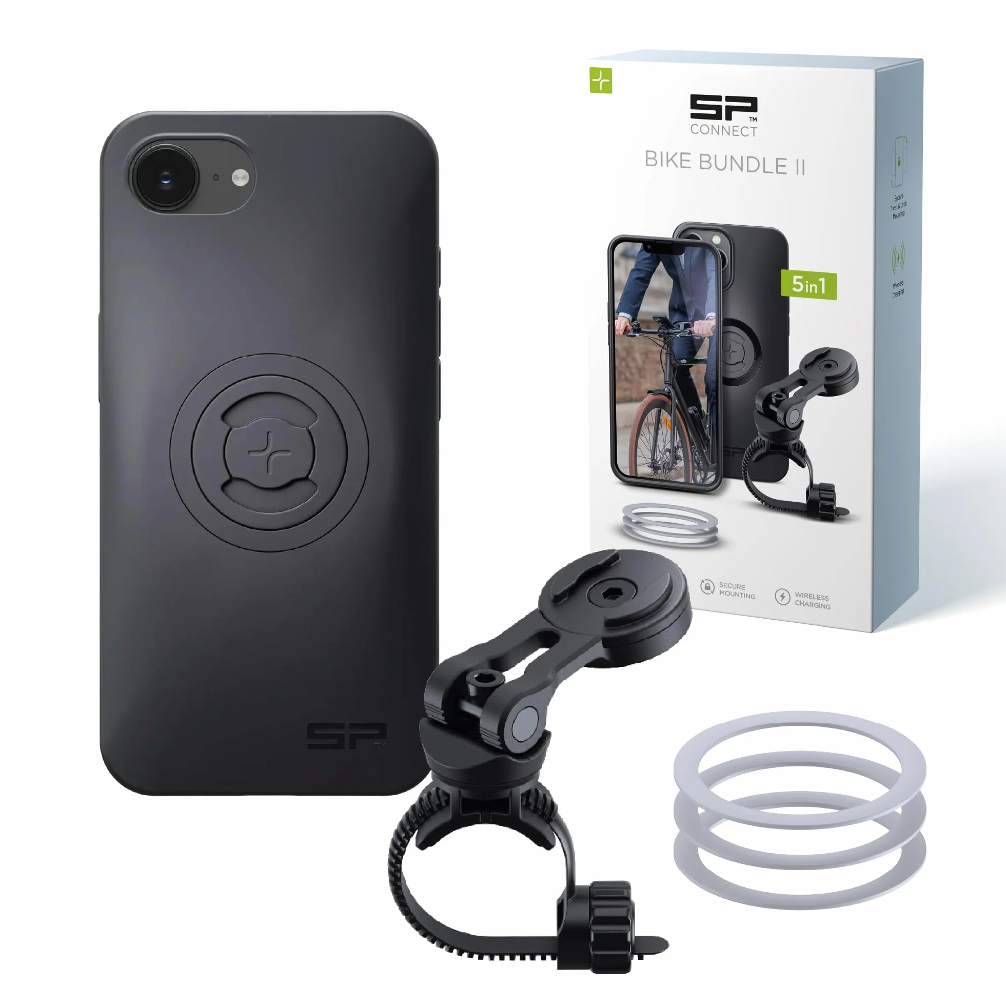 SP CONNECT Bike Bundle II | SPC+ | kompatybilny z iPhone 16e/17e | uchwyt na telefon komórkowy na kierownicę rowerową | uchwyt na telefon komórkowy do roweru górskiego, wyścigowego