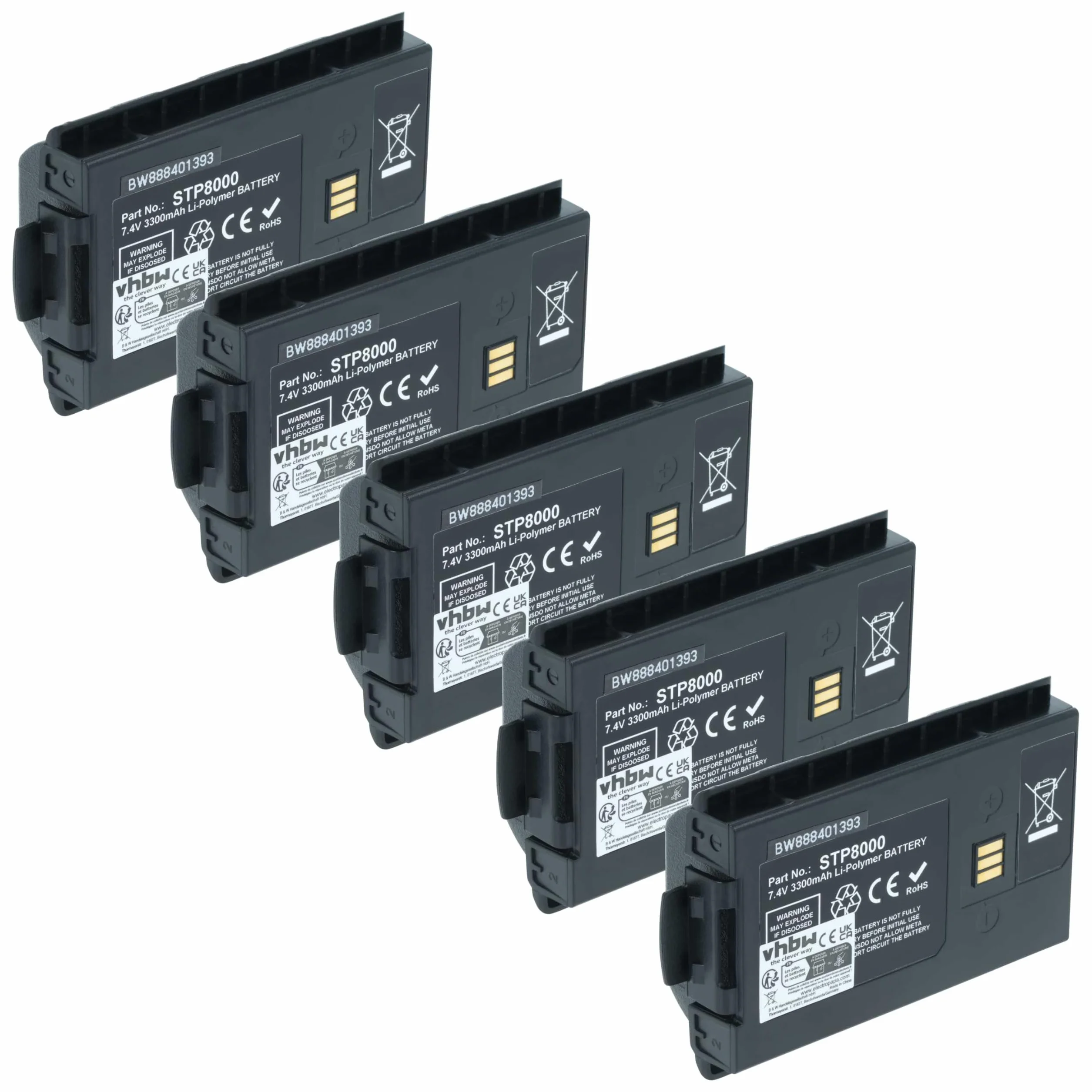 vhbw 5X bateria zastępuje Simoco-Sepura STP8000 do radia (3300 mAh, 7,4 V, Li-Ion)