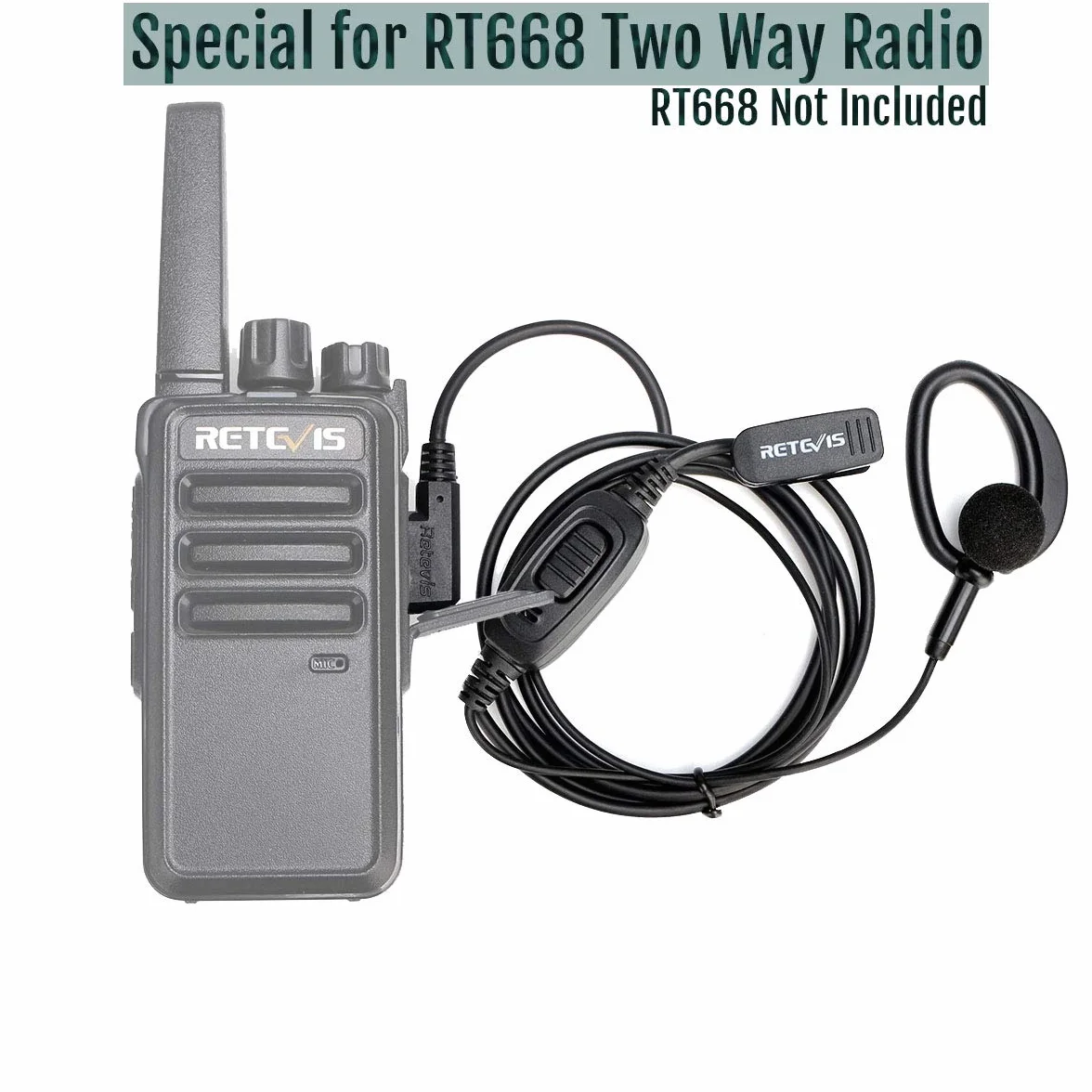 Retevis RT668 słuchawki radiowe z mikrofonem, kompatybilne z Retevis RT24 RT27 RT28 RT619 eSynic UV-5R BF-88E BaoFeng BF-888S Kenwood, 2-pinowe słuchawki douszne, zestaw słuchawkowy bezpieczeństwa (10 szt.)