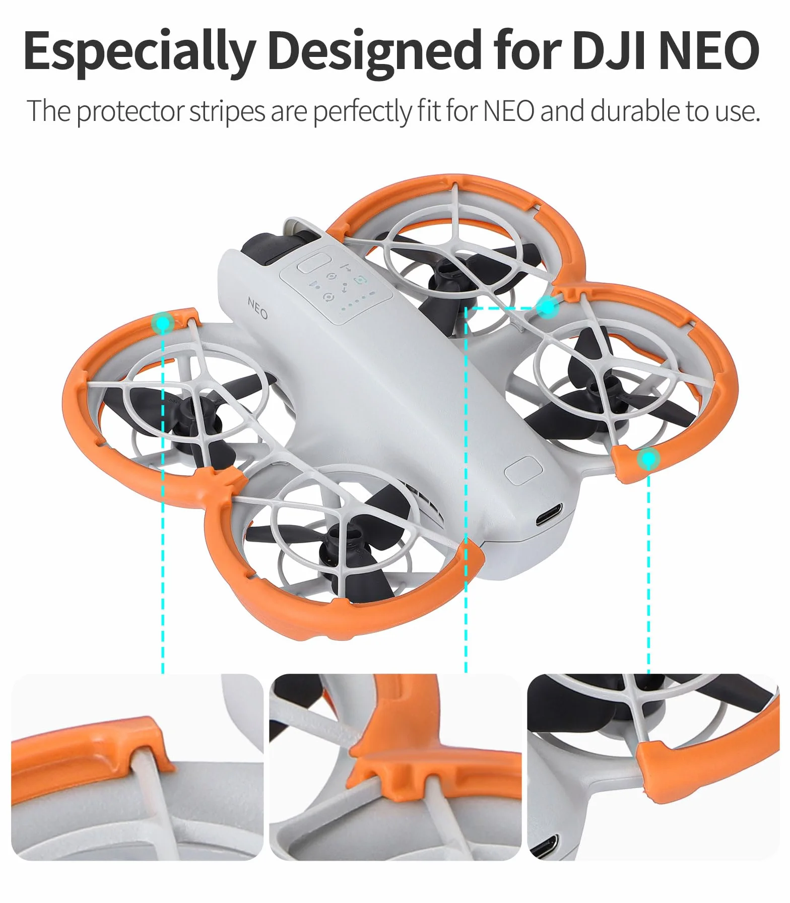 Osłona śmigła dla drona DJI NEO 1, Ochraniacz z ochronnym zderzakiem antykolizyjnym i odpornym na wstrząsy dla akcesorii DJI NEO 1 Fly More Combo (Zestaw osłon śmigła w kolorze pomarańczowym)