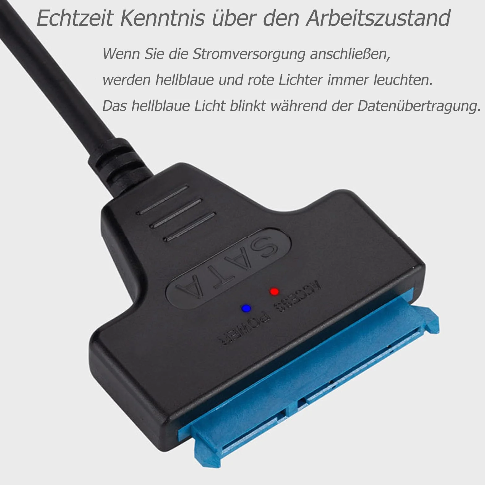 GERUI Adapter SATA USB, Sata na USB, kompatybilny z zewnętrznymi i wewnętrznymi dyskami twardymi SSD/HDD 2,5" 3,5", kompatybilny z zasilaczem 12 V 2 A, kompatybilny z Windows, Mac i Linux