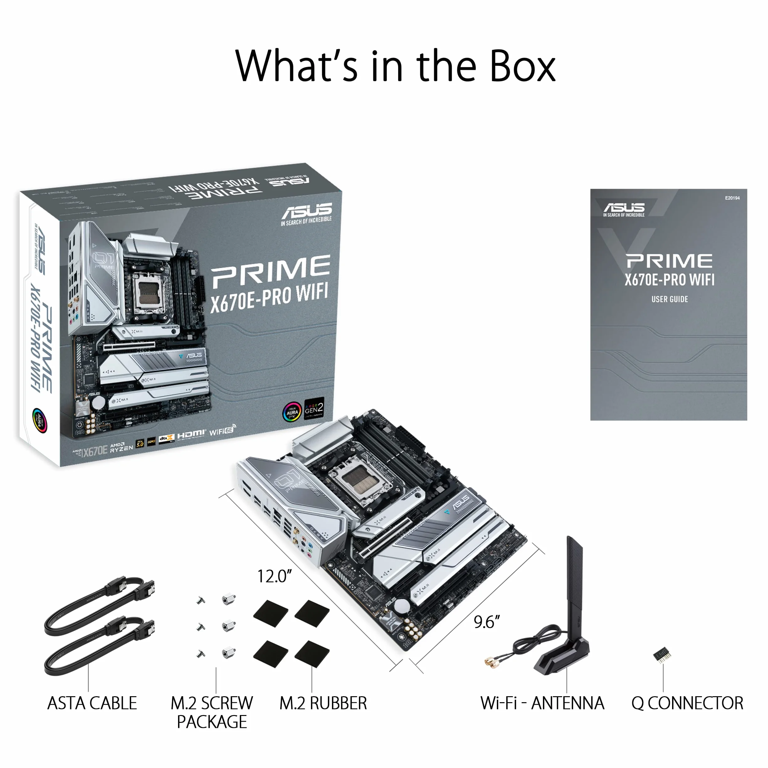 ASUS 90MB1BL0-M0EAY0 PRIME X670E-PRO WiFi płyta główna do gier AMD AM5 (Ryzen 7000, ATX, PCIe 5.0, 4. M.2, pamięć DDR5, USB 3.2 Gen 2 Typ-C, Aura Sync oświetlenie RGB)