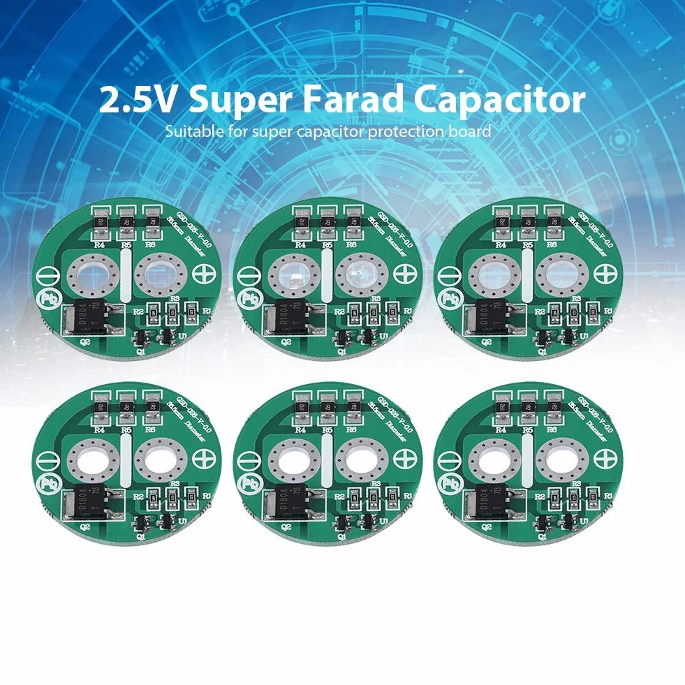 Super kondensator 2,5 V z płytą graniczną modułu ochronnego, zestaw 6 szt.