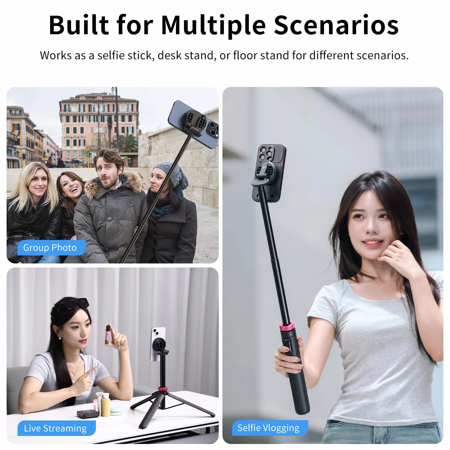 ULANZI MT-84 Magnetyczny kij do selfie 153 cm, Statyw do telefonu z pilotem do iPhone'a serii 16/15/14/13/12, Wysuwany statyw do telefonu komórkowego, Przenośny uchwyt do iPhone'a do Selfie/zdjęć/Vlog