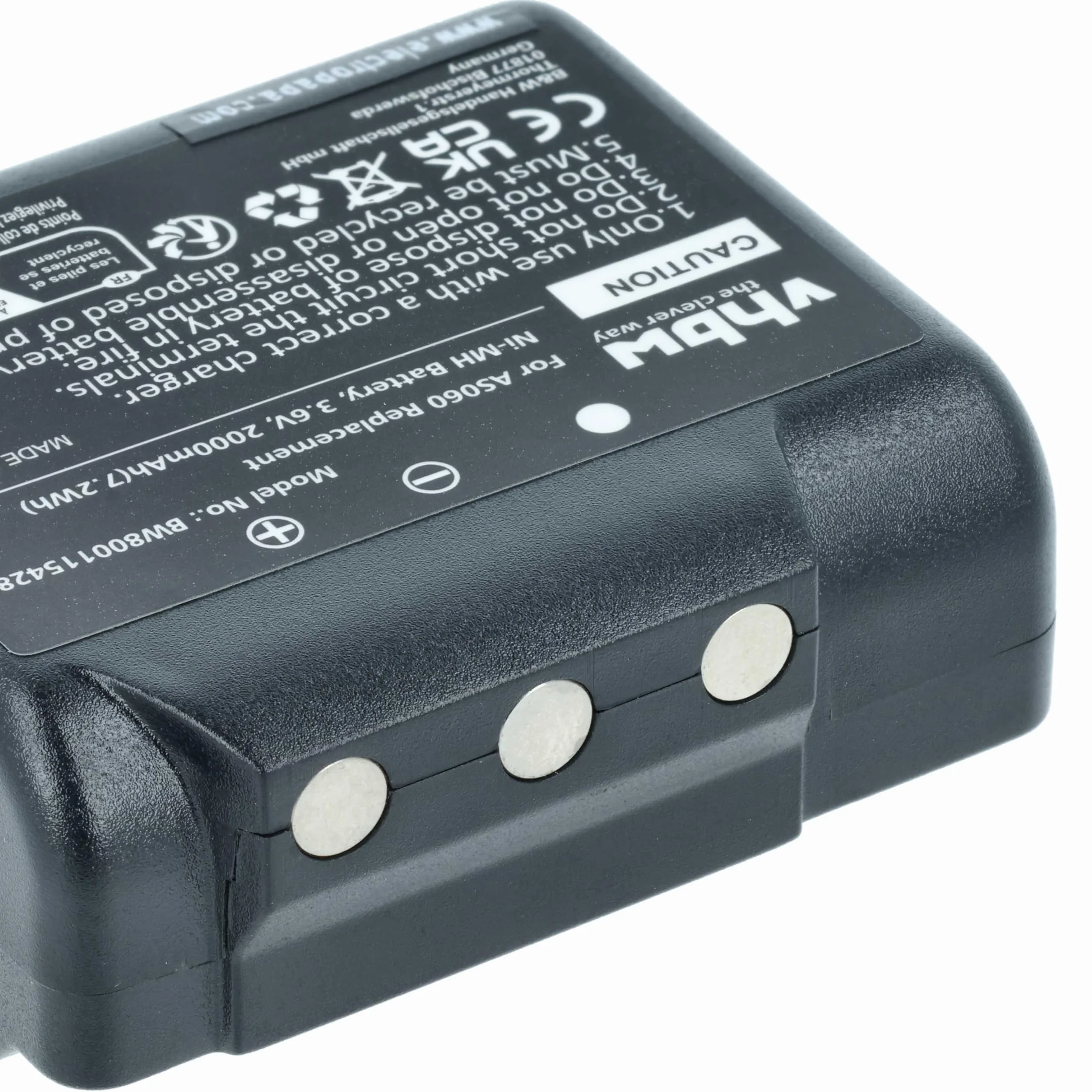 vhbw 5 x akumulator zamienny do IMET AS060, AS083 do przemysłowego pilota zdalnego sterowania radiowego (2000 mAh, 3,6 V, NiMH) - czarny