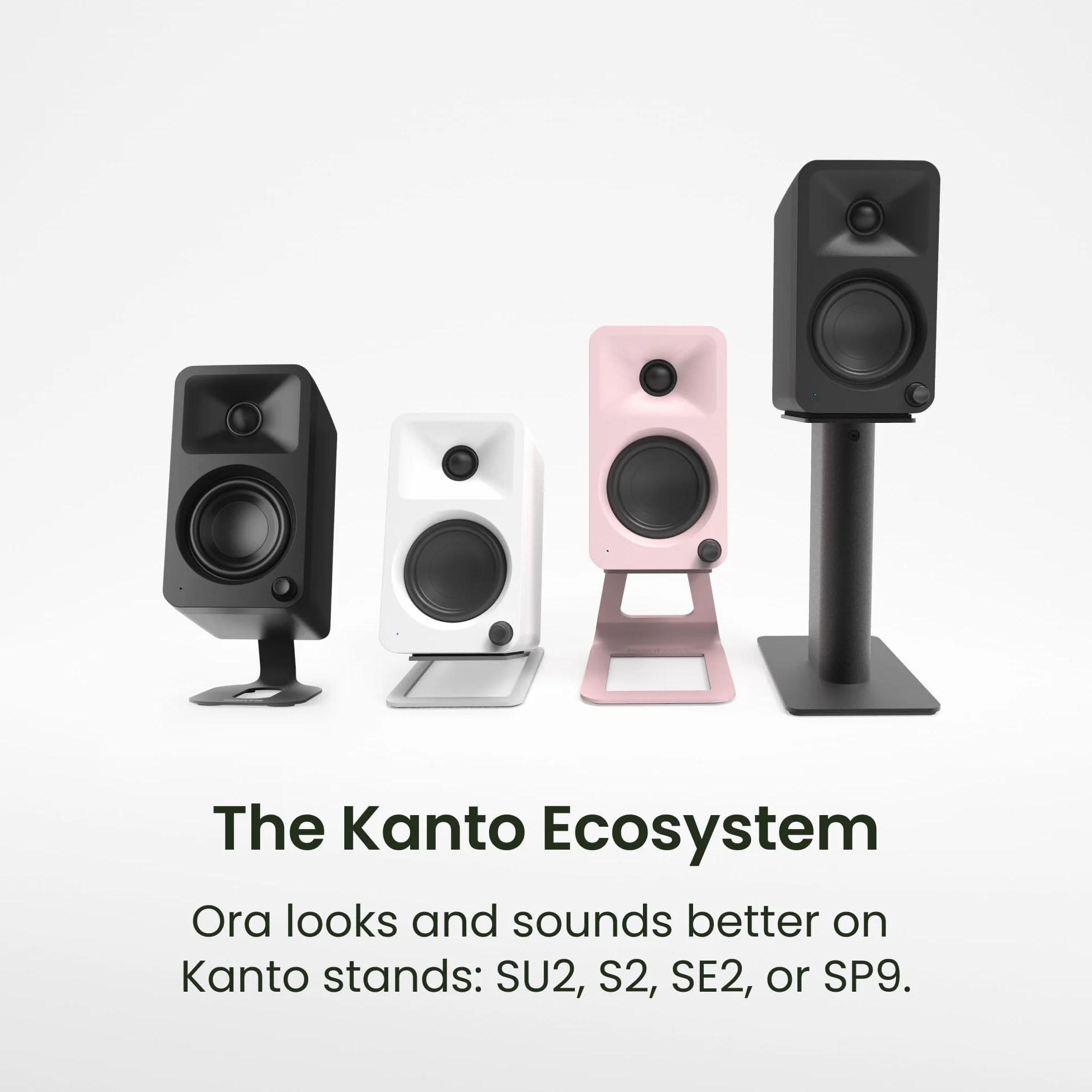 Kanto ORA 100W Powered Bi-amp Reference Desktop Computer Speakers w/Bluetooth 5.0 & USB-C | 100 Hz Crossover | Reference Quality Sound | Pair | White