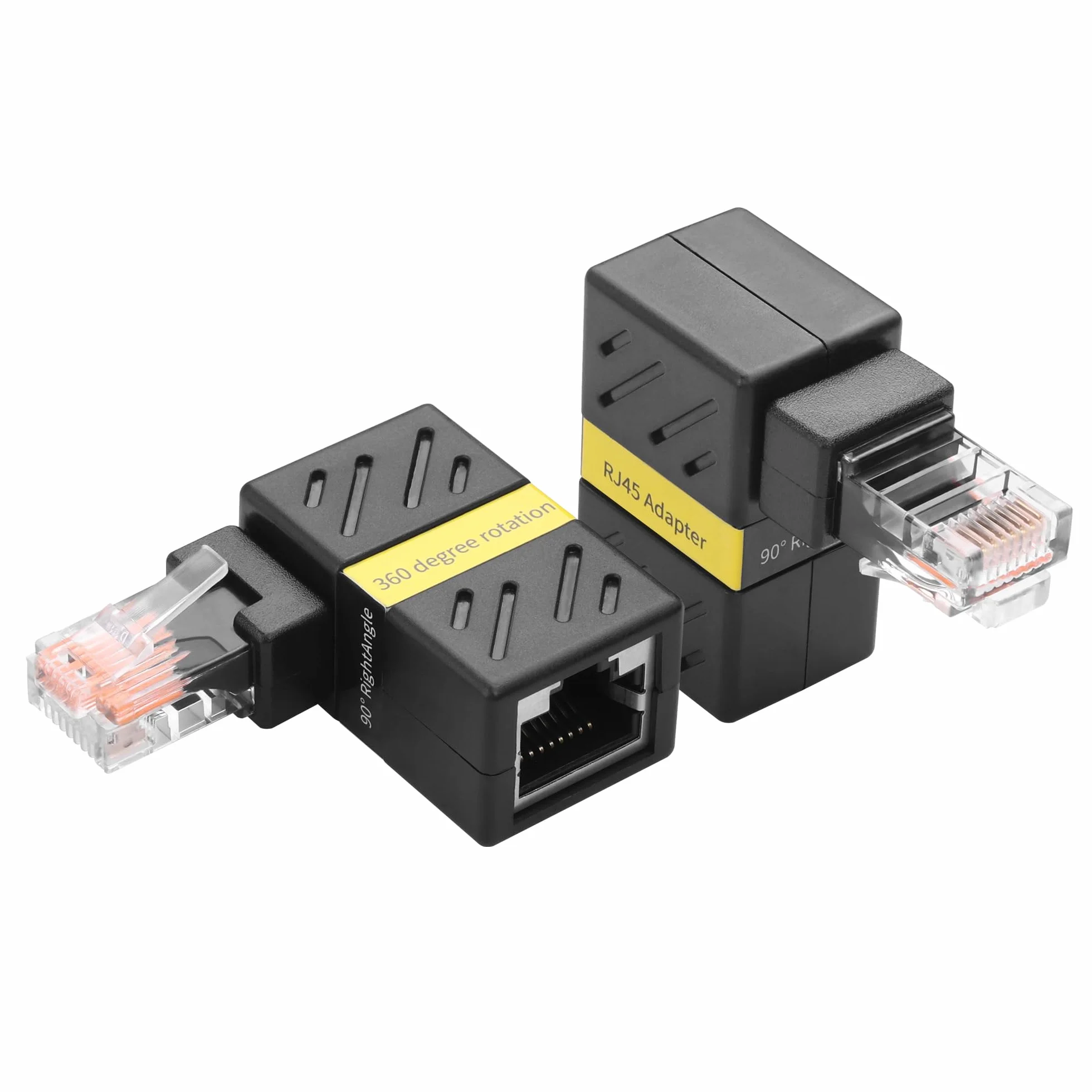 YAODHAOD Adapter Ethernet 360 stopni Gigabit 90 stopni, obrotowy adapter RJ45 8P8C 1000 Mbps CAT5-CAT6 adapter przedłużający do sieci LAN Ethernet