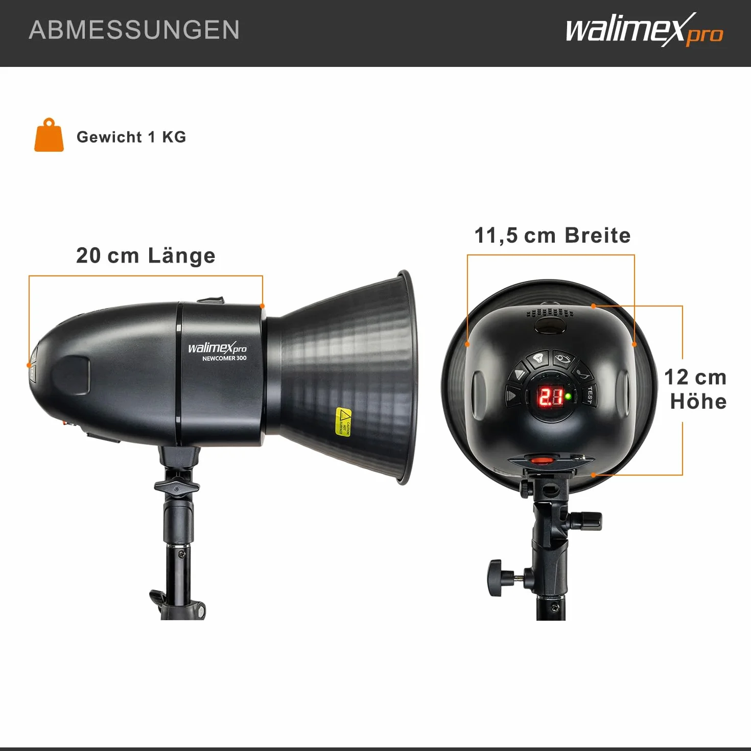 Walimex pro Zestaw 2 studyjnych lamp błyskowych Newcomer 300 II, komplet wraz z softboxami, statywami oświetleniowymi i wyzwalaczem radiowym, idealny do studia fotograficznego
