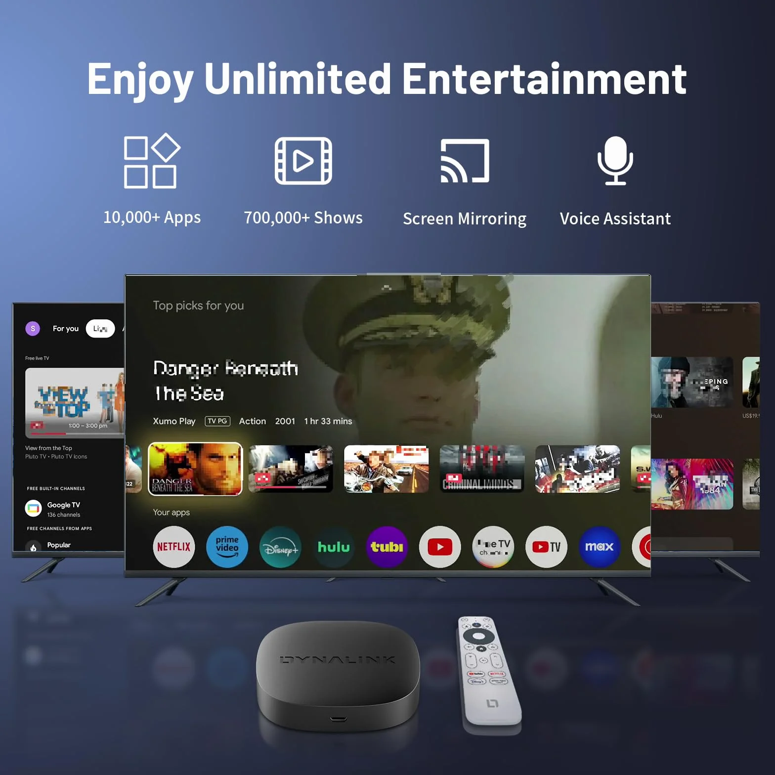 Kinhank Google TV Box 4K UHD Smart TV Box obsługuje Google TV i Netflix 4K, Asystenta Google, Dolby Audio, Chrmecast, Android TV 12.0 OS, dwupasmowe WiFi, BT 5.0, dekodowanie AV1, 2GB 16GB, HDR 10+