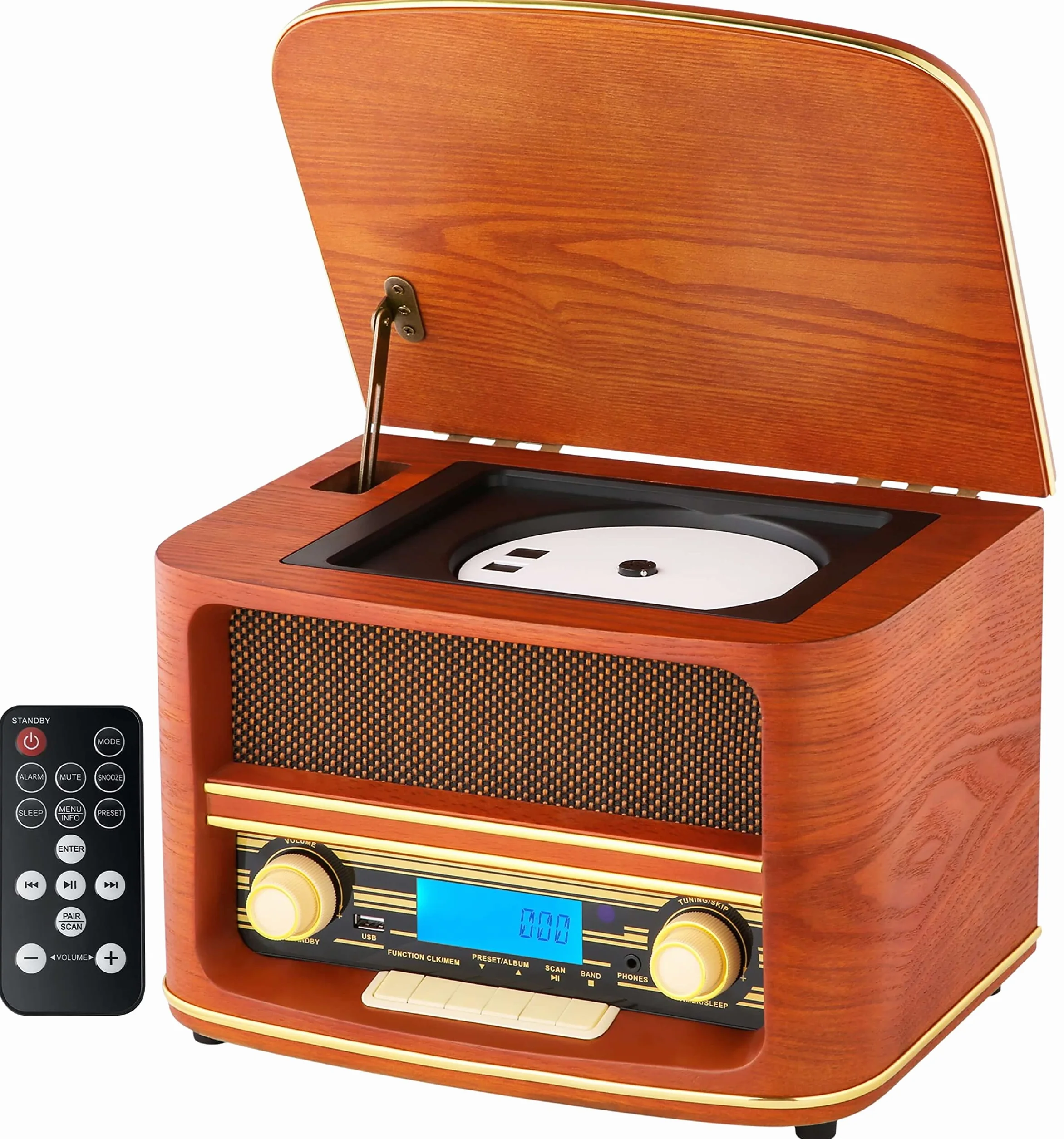 Nostalgia kompaktowy zestaw | Bluetooth | wyświetlacz LCD | retro radio drewniane z odtwarzaczem CD | USB | zestaw muzyczny w stylu retro | wieża stereo | pilot zdalnego sterowania | radio kuchenne |