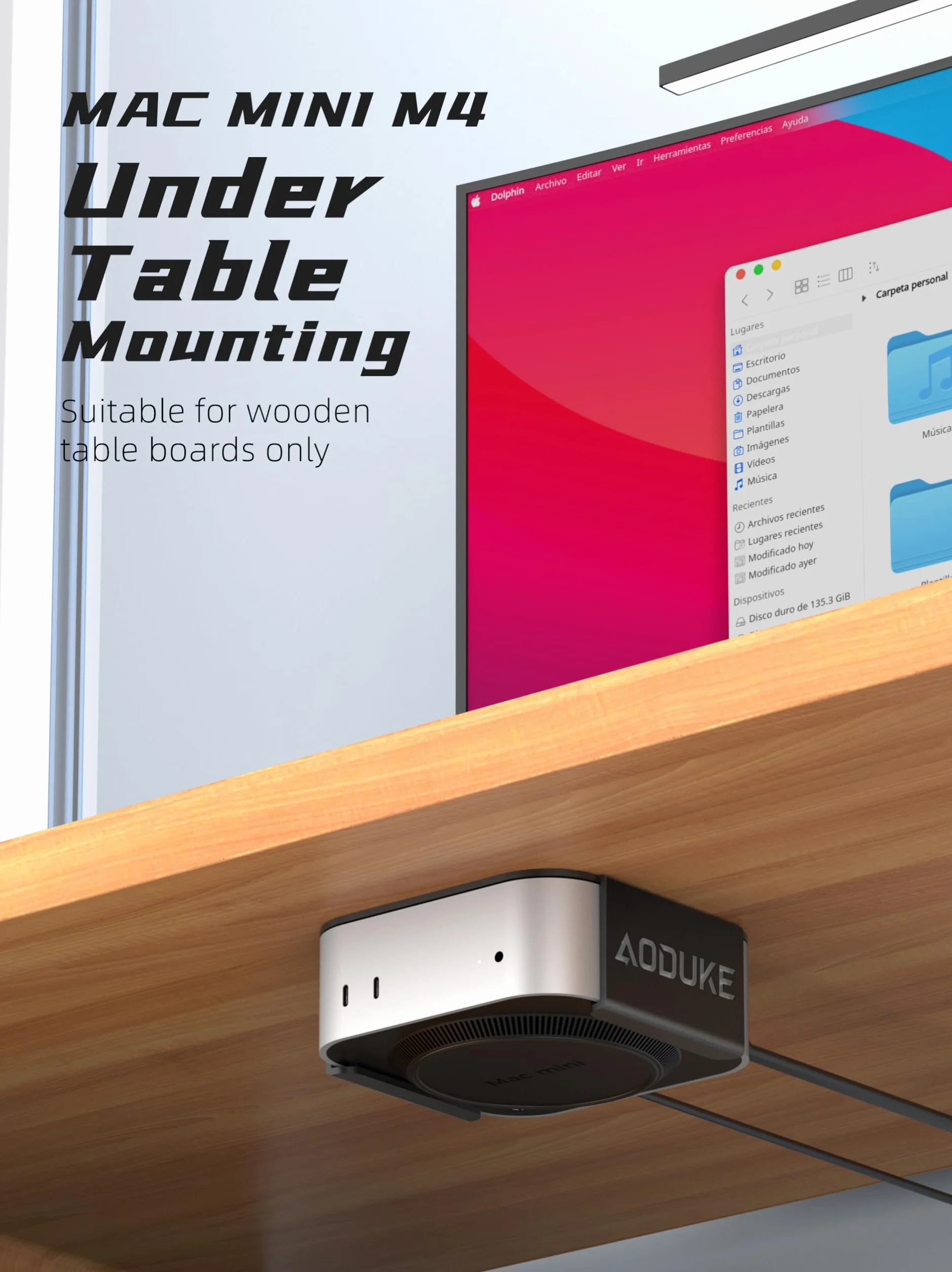 Stojak do montażu ściennego Mac mini M4 ze stopu aluminium, 2024 Mac mini M4 Pro, wiszący stojak kompatybilny z uchwytem na monitor VESA lub gipsową ścianą, akcesoria dokujące-AJM4-B