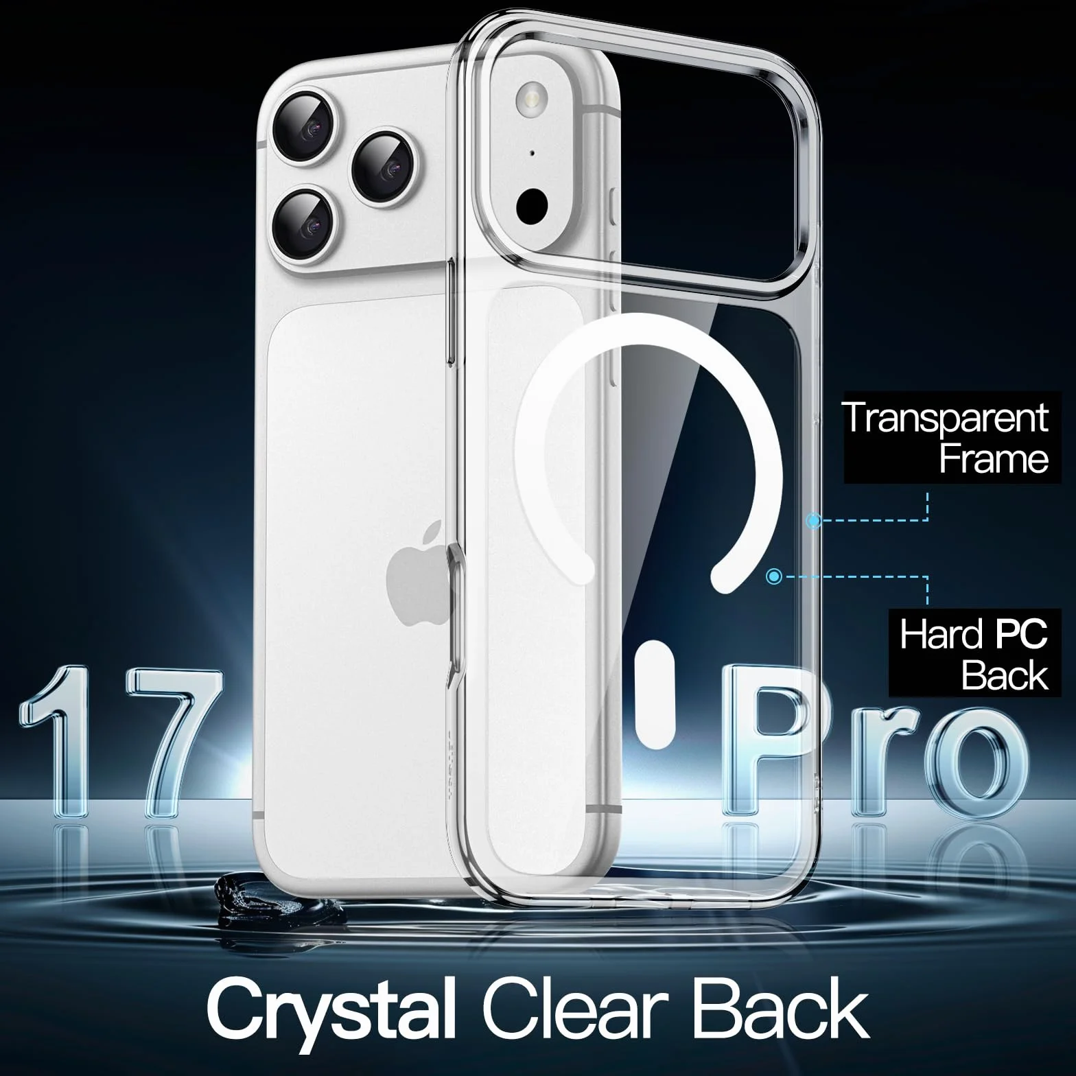 JETech Magnetyczne Etui dla iPhone 17 Pro 6,3 Cala Kompatybilne z MagSafe, Odporny na Wstrząsy Osłona Bumper Telefonu, Odporna na Zarysowania Przejaśniać Tył (Przezroczyste)