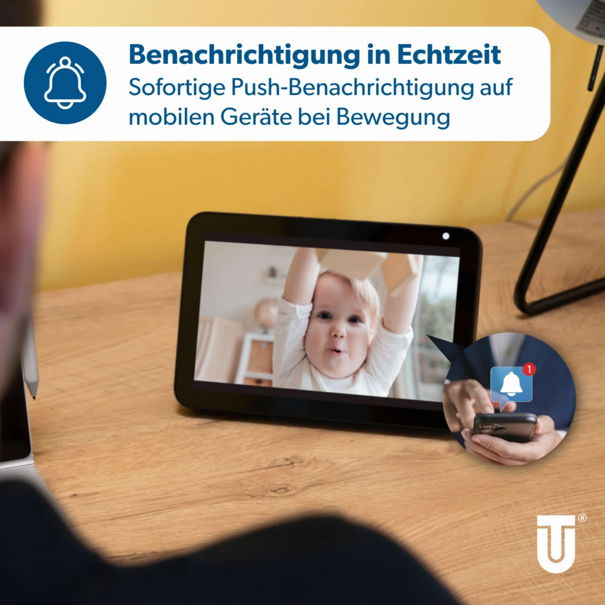 UNITEC Inteligentna kamera monitoringowa WiFi Full HD, wykrywanie ruchu i hałasu, funkcja noktowizora, 1 sztuka (1 opakowanie)