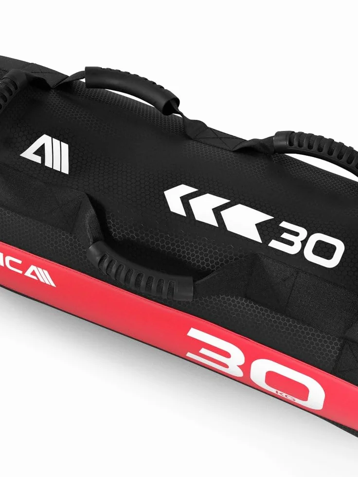 Atletica Worek na piasek 30 kg, worek do treningu funkcjonalnego całego ciała, wytrzymały nylon Cordura, 7 uchwytów