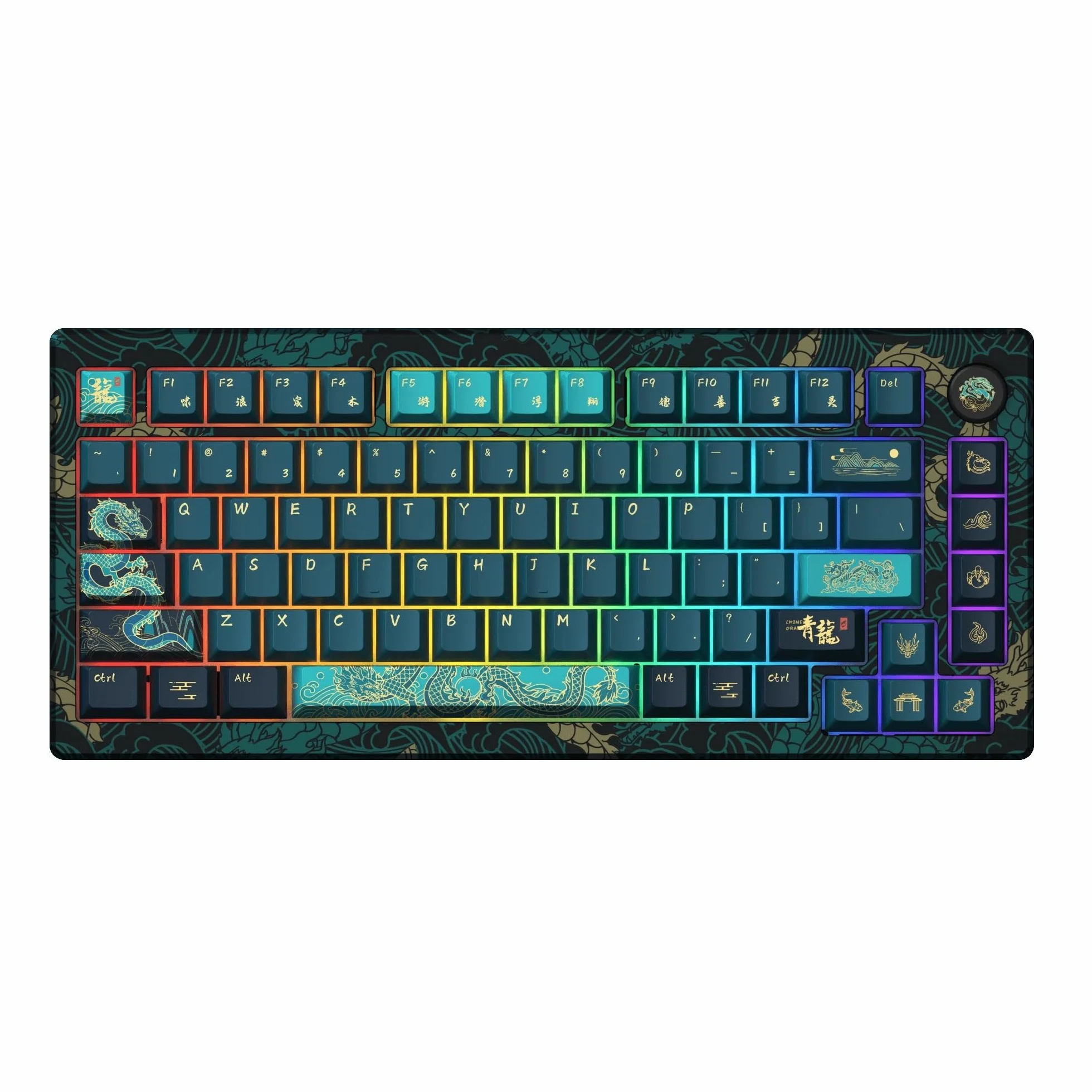 Akko MOD 007 V3 HE Year of Dragon Przewodowa Klawiatura Mechaniczna, RGB LED, 8000Hz Polling Rate, Rapid Trigger, Dynamic Keystrokes, Mod-Tap, Toggle Key, Cream Yellow Magnetic Switch