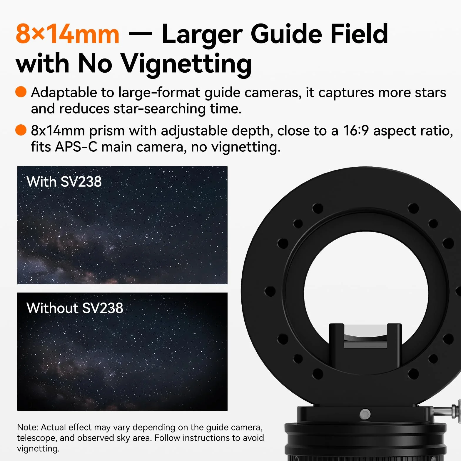 Svbony SV238 OAG(Prowadnica Pozaosiowa), Pryzmat 8*14mm o Dużej Powierzchni | do Fotografii Astronomicznej, Grubość korpusu 12,5 mm, Podwójny Helikalny Akcesorium Teleskopu, z Adapterami M54, M48, M42