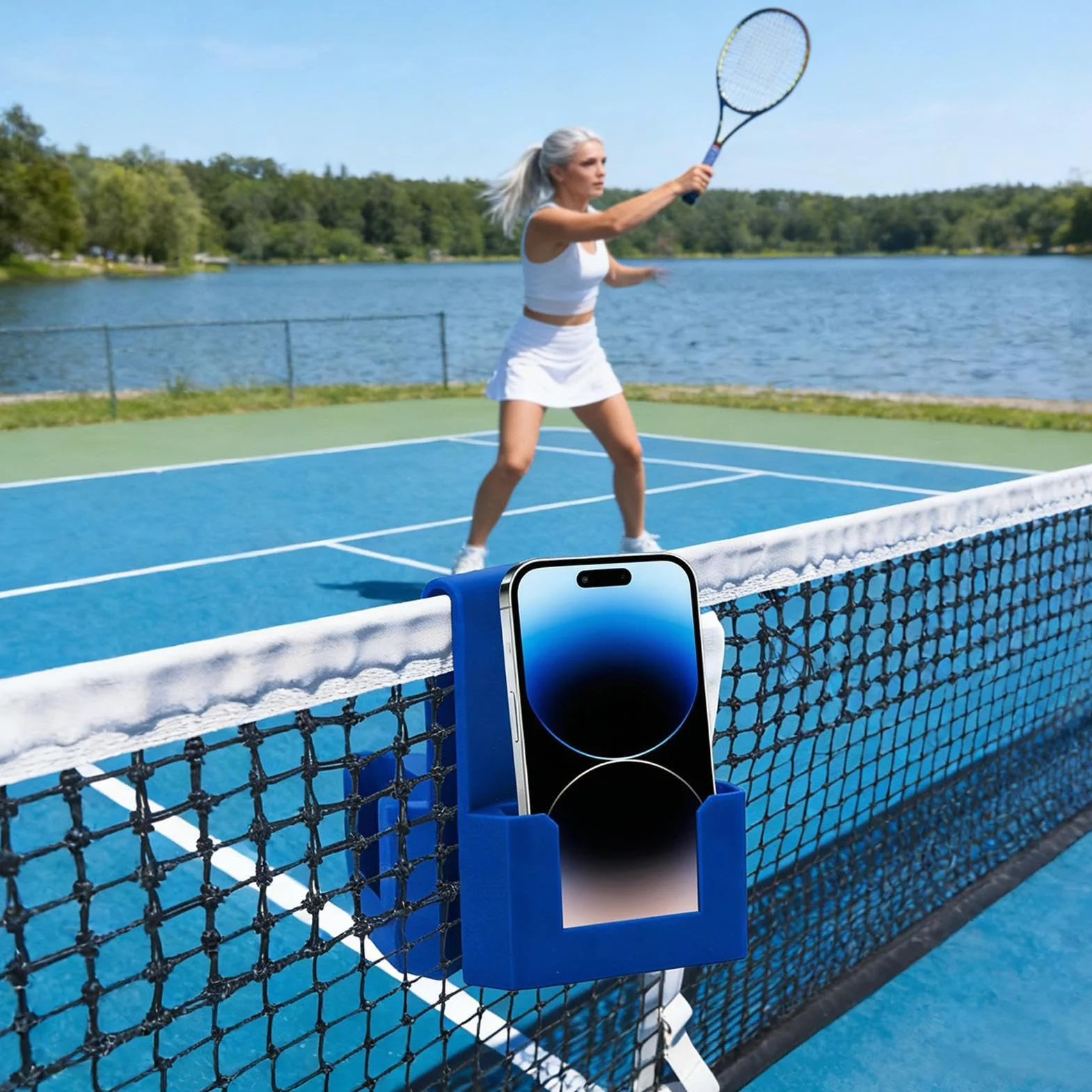 Ogrodzenie telefonu, kort tenisowy, uchwyt na klips z bezpiecznym uchwytem, odpowiedni do siatki, uchwyt na telefon stabilne zastosowanie do zawodów baseball softball pickleball na zewnątrz