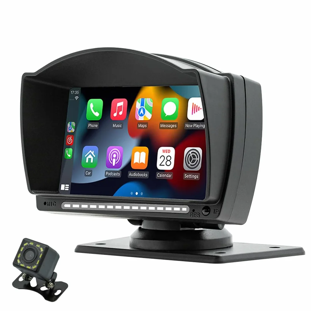 XRC TECH ekran dotykowy IPS o przekątnej 4,7 cala, przenośne radio samochodowe do bezprzewodowego Carplay, Android, automatyczny odtwarzacz multimedialny, Bluetooth, zestaw głośnomówiący, lustrzane