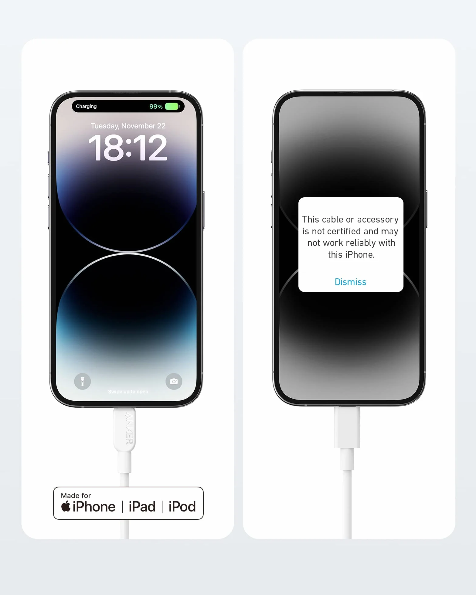 Anker Kabel USB-C do Lightning – certyfikowany MFi, kompatybilny z iPhone 14 i innymi (ładowarka nie jest dołączona), 0,9 m, biały