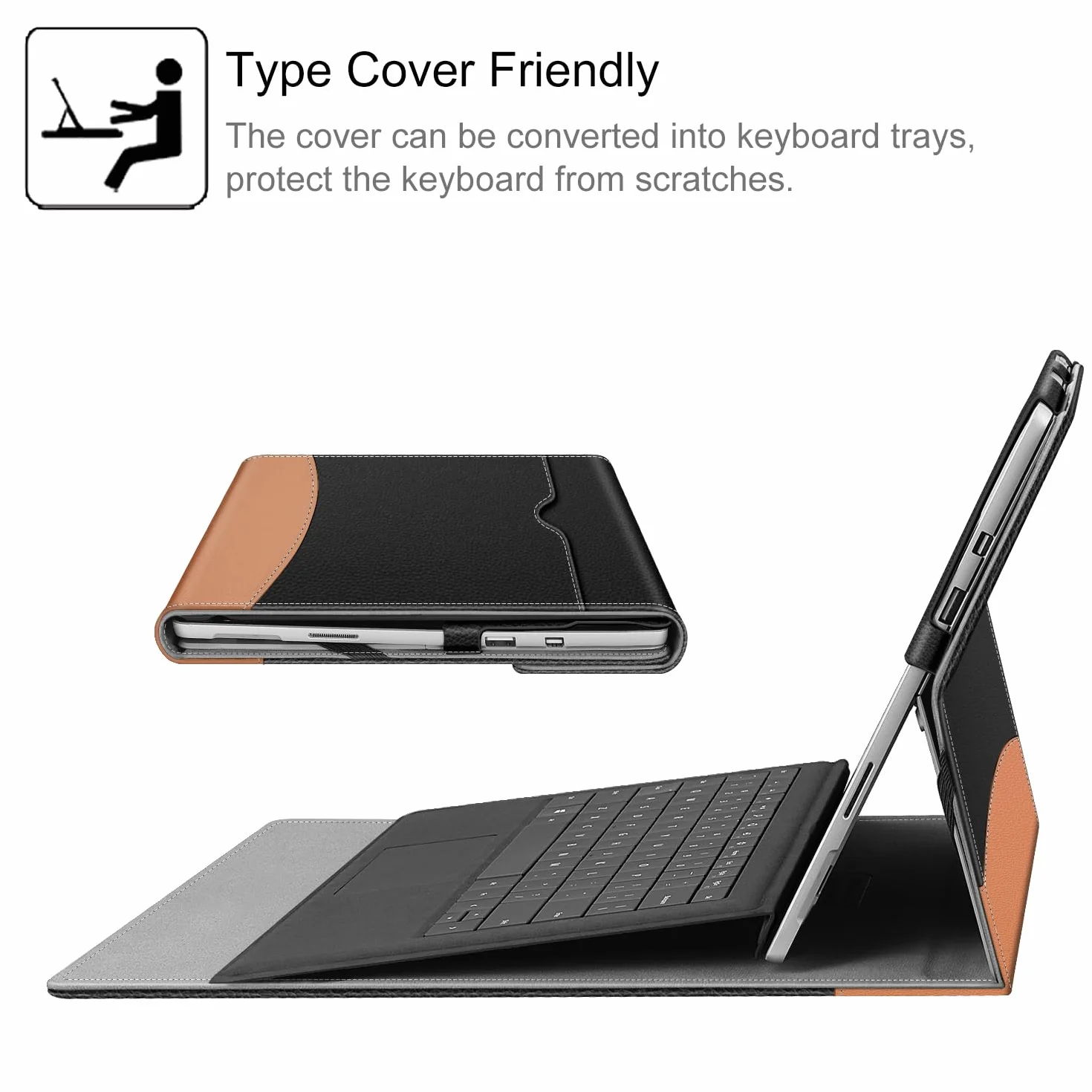 FINTIE Etui na Microsoft Surface Pro 7 / Pro 6 / Pro 5 / Pro 4 / Pro 3 - etui biznesowe z kieszenią, kompatybilne z klawiaturą typu (czarne)