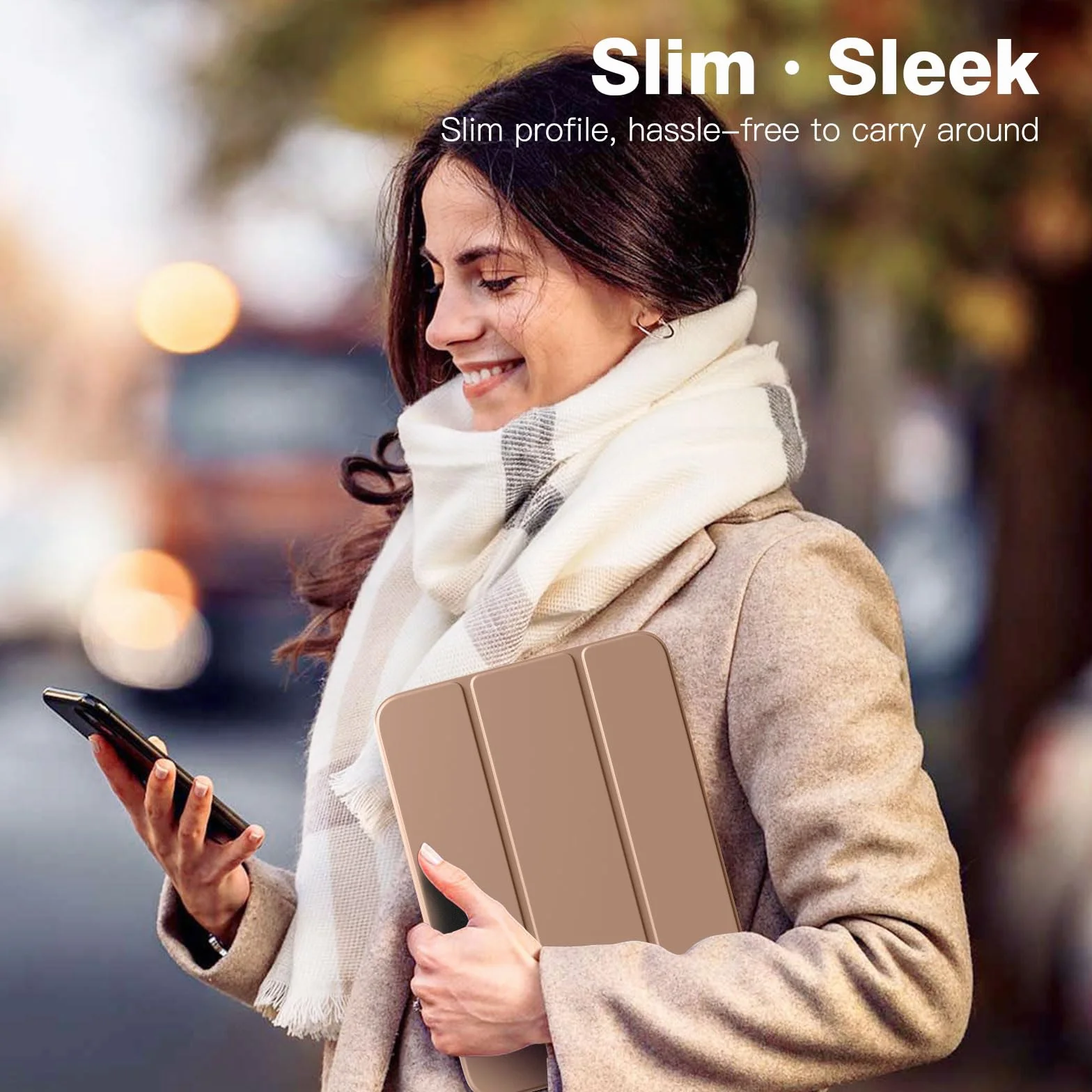 TiMOVO Etui na iPada 11″/10,9″, smukła obudowa z twardym, półprzezroczystym tyłem, obsługa Touch ID, automatyczne budzenie/uśpienie, kawa z mlekiem (Milky Coffee)