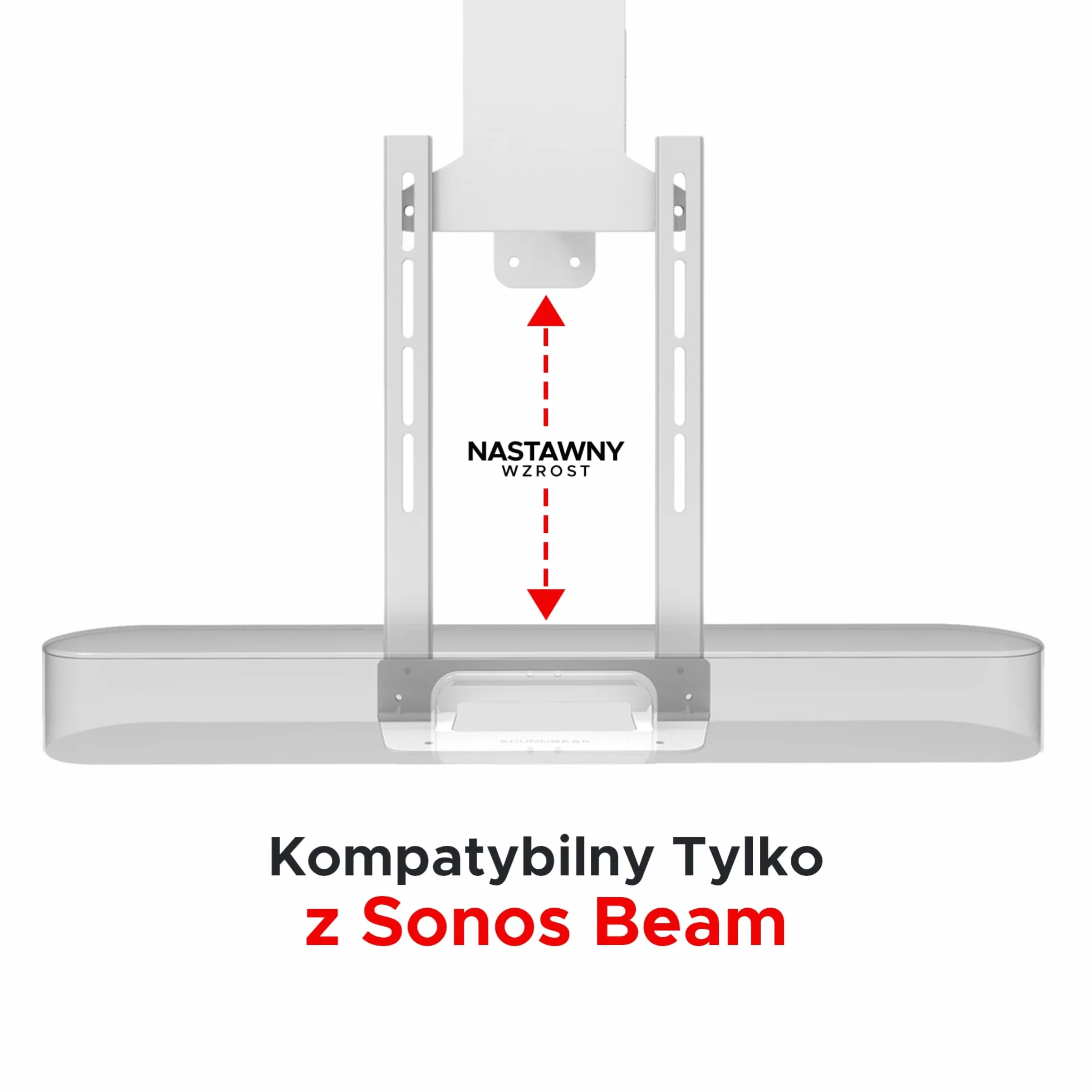 Sound bass Beam TV Mount, kompatybilny z generacją 1 i 2 Sonos Beam wspornik montażowy do telewizora, biały, pełny zestaw sprzętowy w zestawie, belka dźwiękowa
