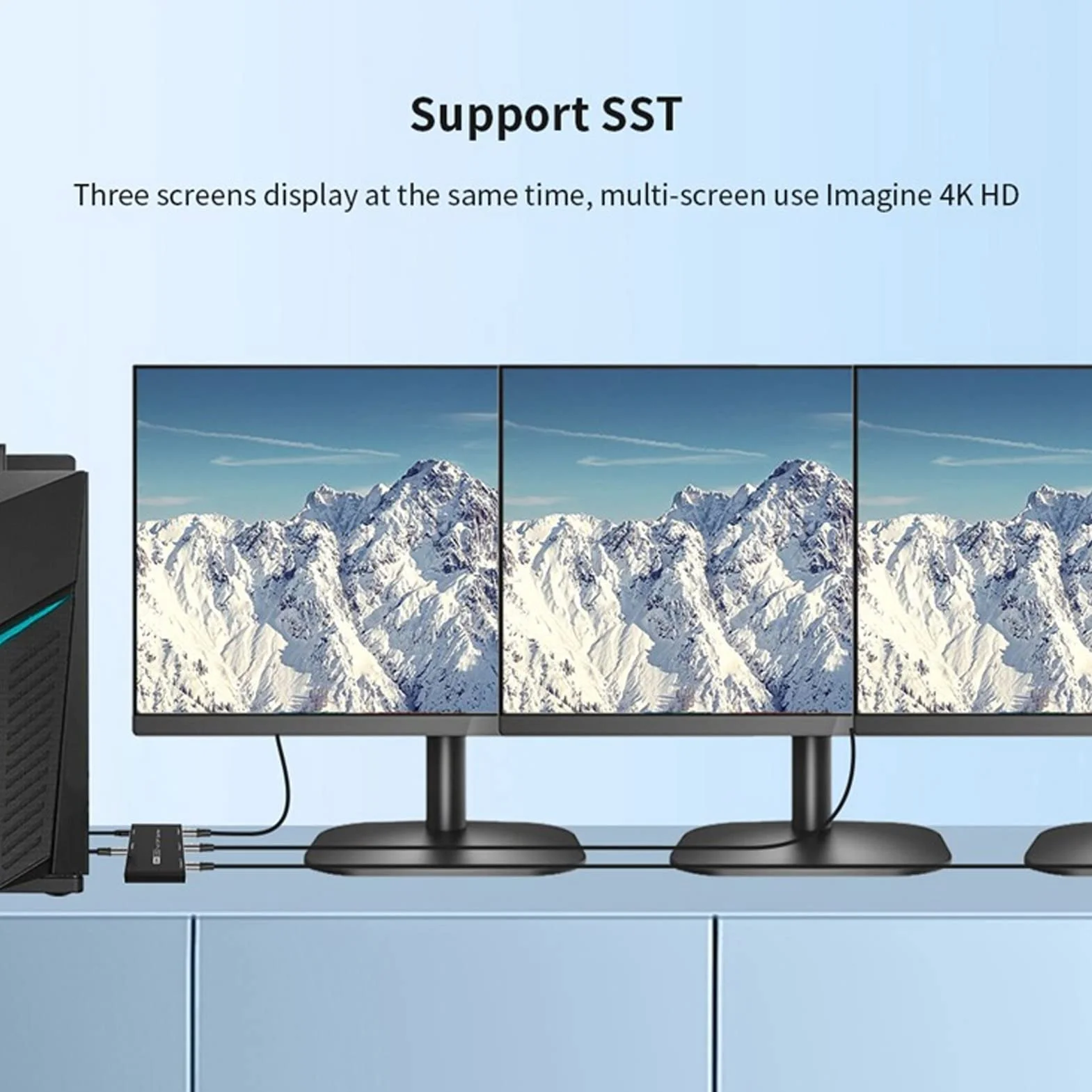 Acouto Rozdzielacz DisplayPort 1x3 8K 30 Hz 4K 144 Hz Potrójny Rozdzielacz MST SST Hub z 3 Wyjściami do Kina Domowego w Szkole Sygnały Hotelowe Obsługuje 3 DisplayPort 1x3 Adapter 8K