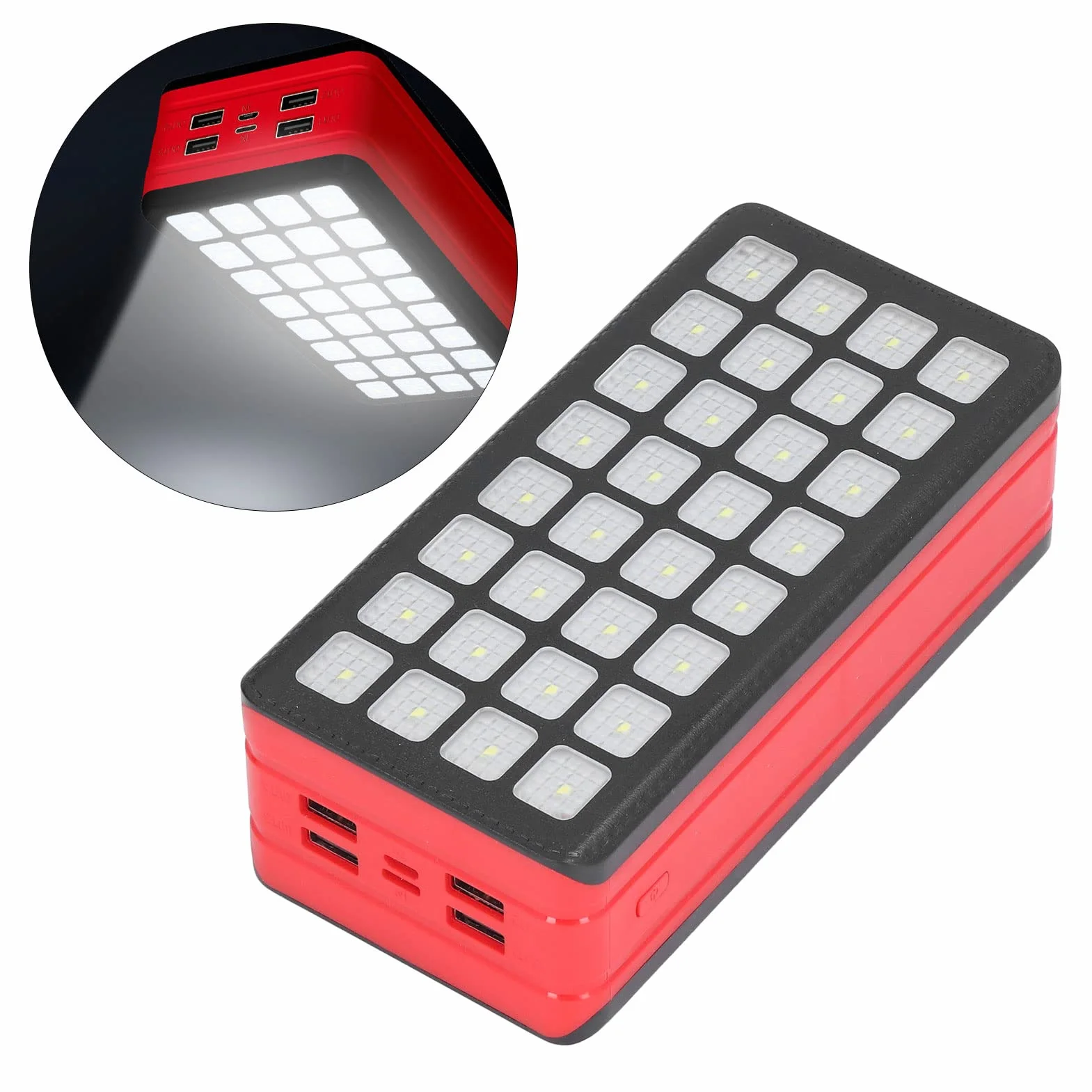 Powerbank o Dużej Pojemności 50000 MAH z 4 Portami USB, 32 Diodami LED na Kemping, Piknik, Zajęcia na świeżym Powietrzu