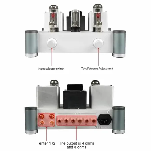 Wzmacniacz lampowy audio, wzmacniacz lampowy stereo HiFi Single Ended, moc audiofilska 10 W*2, obudowa w całości wykonana ze stopu aluminium do głośników i sprzętu audio