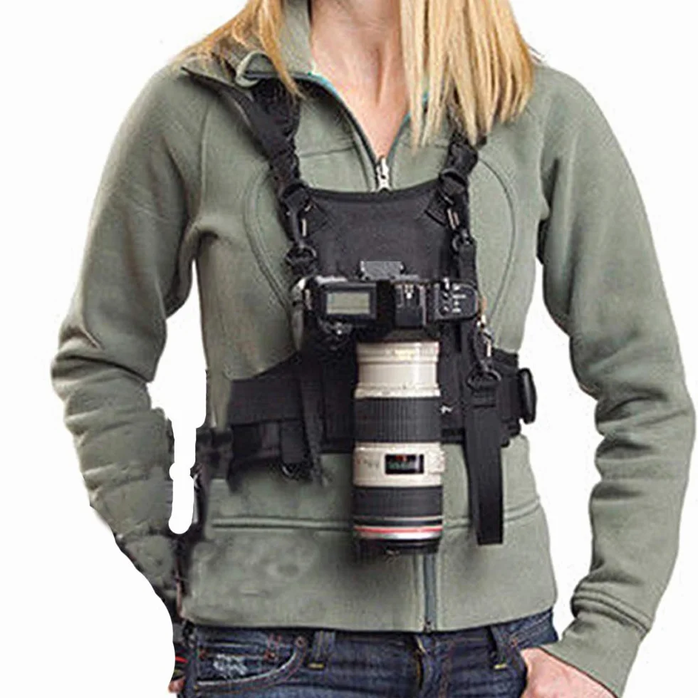 Nicama Podwójny pasek na aparat, uchwyt na kamerę, uprząż na klatkę piersiową kamizelka z paskami bezpieczeństwa do aparatów Canon 6D 5D2 5D3 Nikon D800 D810 Sony A7S A7R A7S2 Sigma Olympus DSLR