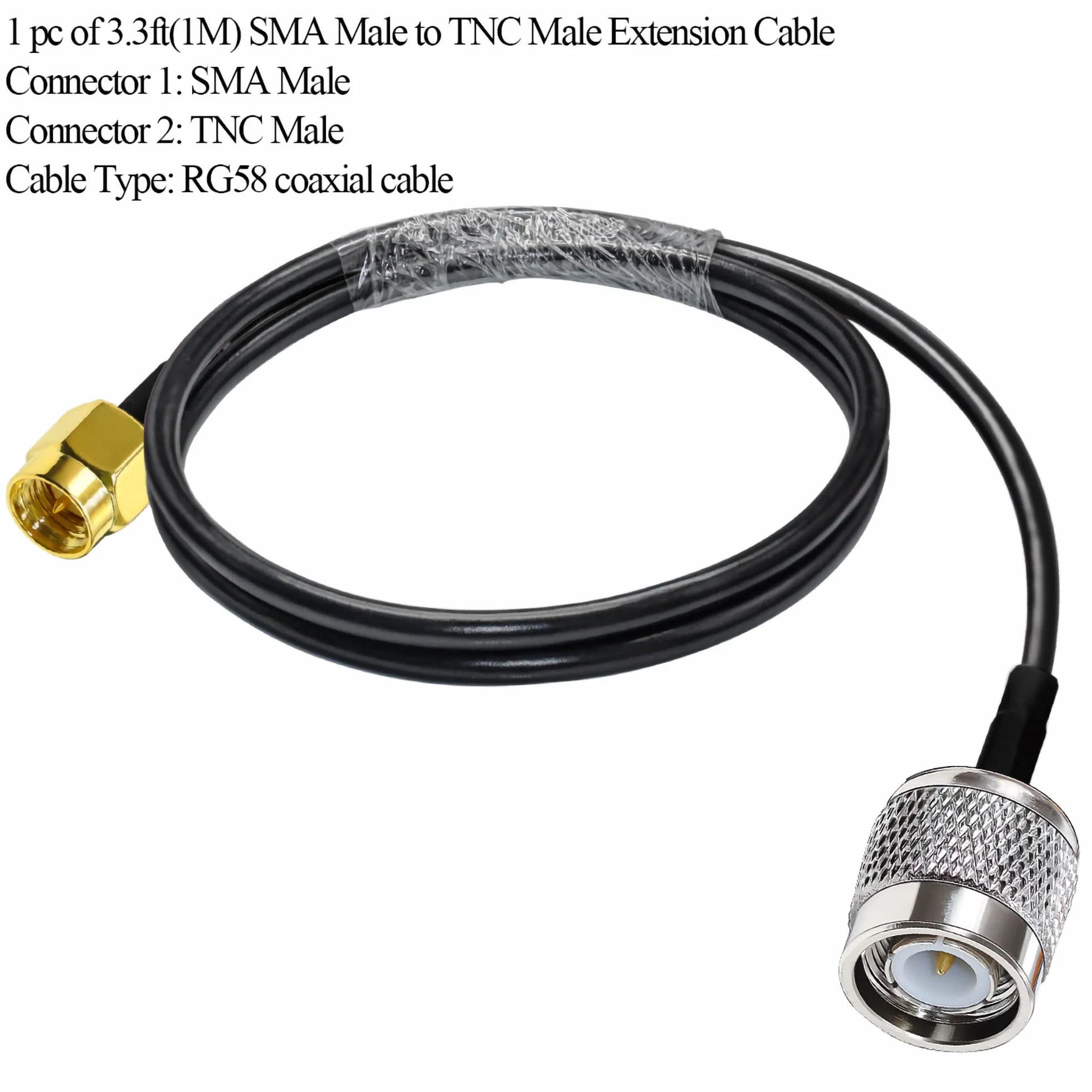 TUOLNK SMA na TNC kabel RG58, wtyczka o niskim poziomie stratności, 1 m, HF, kabel koncentryczny 50 omów do urządzeń bezprzewodowych LAN