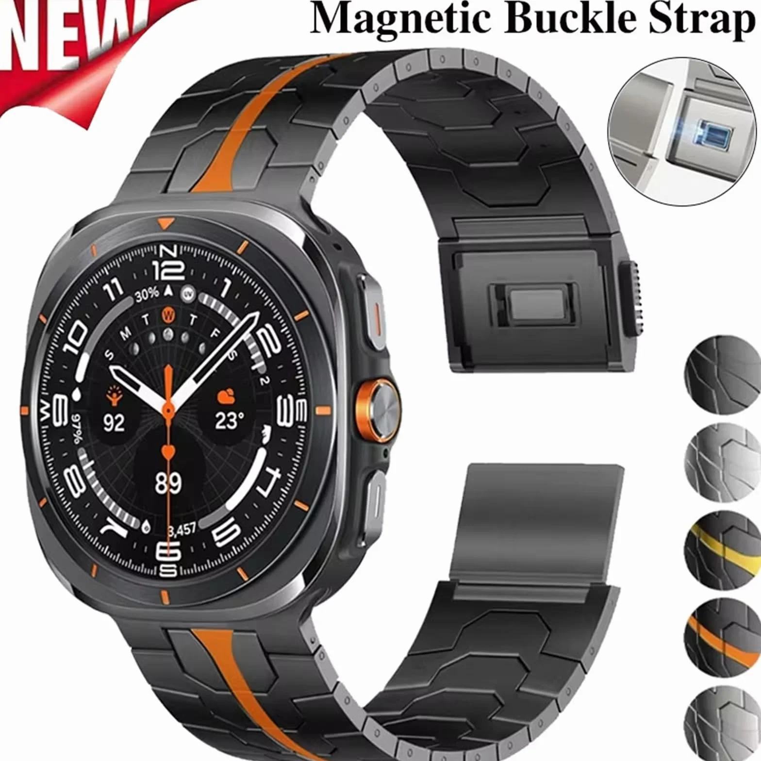 Magnetyczne zapięcie pasek ze stali nierdzewnej do Samsung Galaxy Watch 7 Ultra 47 mm luksusowa metalowa opaska na nadgarstek do Galaxy Watch Ultra paski do zegarków