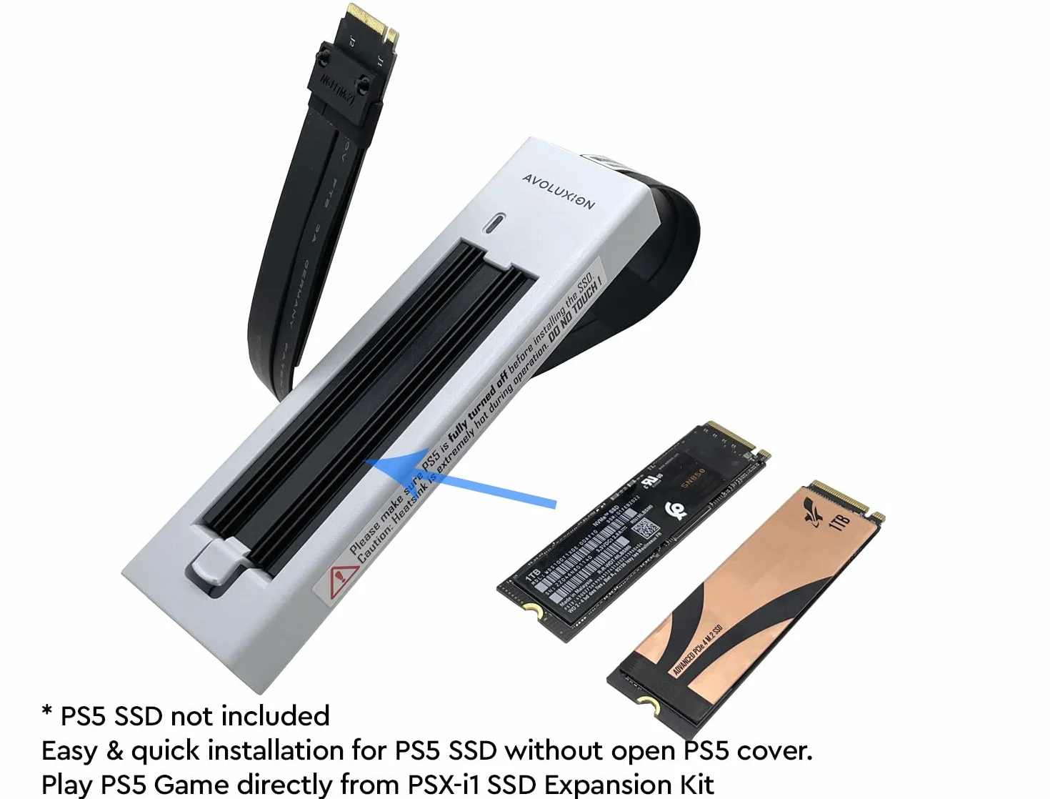 Zewnętrzny zestaw rozszerzeń SSD z radiatorem SSD do konsoli do gier PS5 (PSX-i1) – zamień wewnętrzne gniazdo SSD PS5 na zewnętrzny zestaw rozszerzeń SSD - 2 lata gwarancji