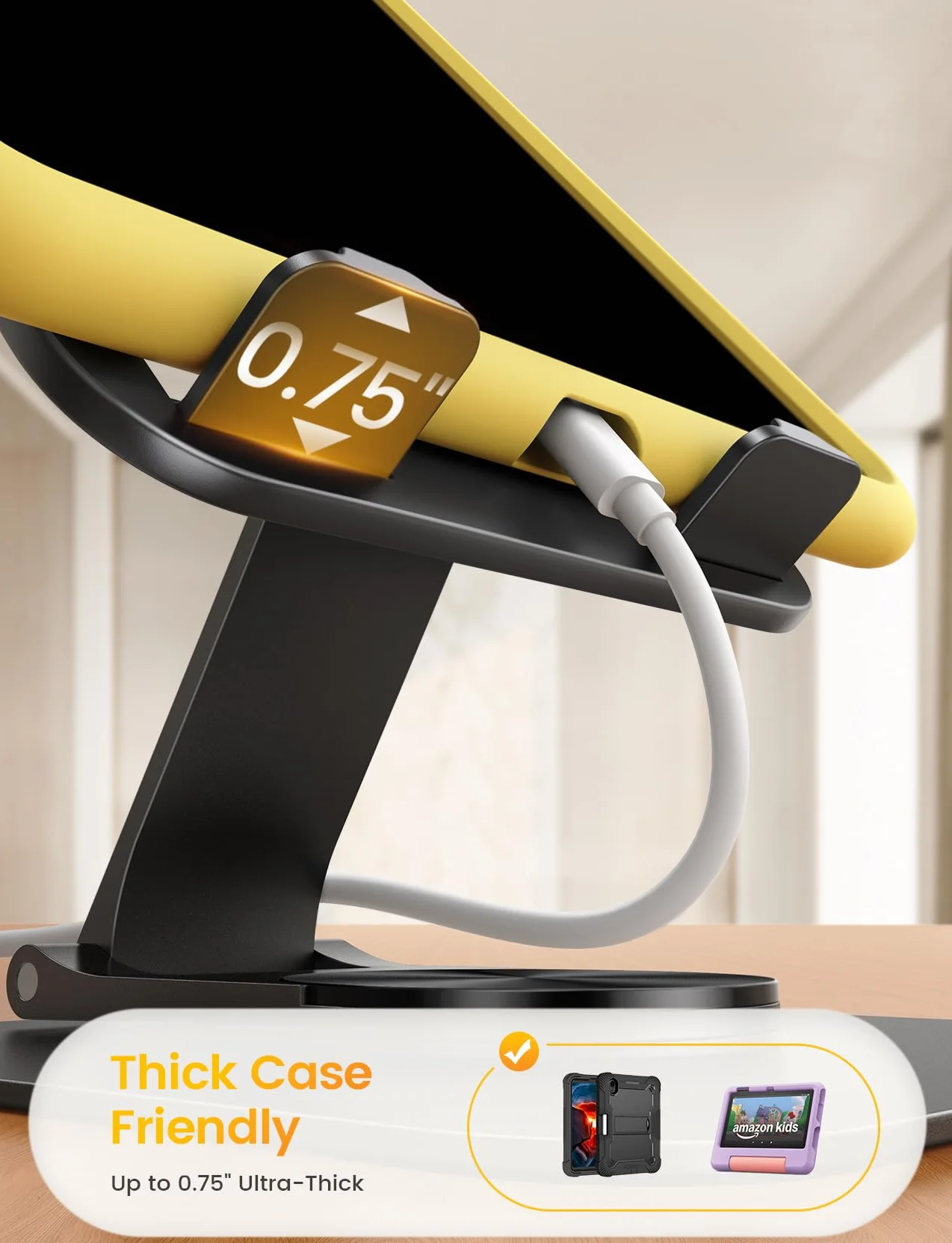 Lamicall stojak na tablet, uchwyt stołowy - [360° obrotowa metalowa podstawa] składany stojak na iPad do biurka, regulowany uchwyt na tablet, stojak na tablety dla iPad Pro Air Mini, Samsung, 4,7-13"