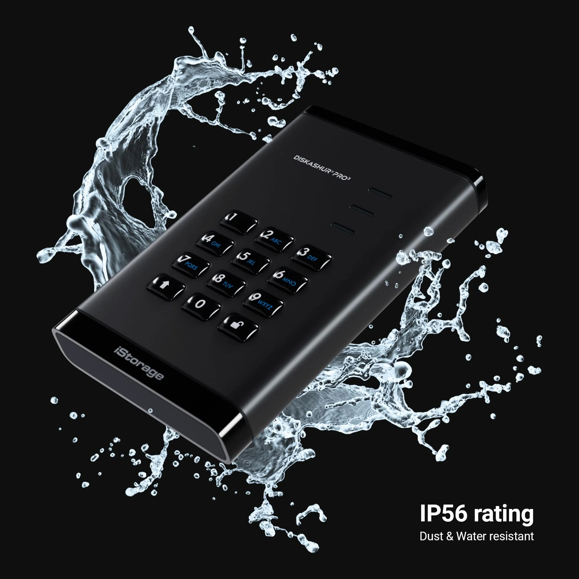 iStorage diskAshur PRO3 HDD 4TB - Bezpieczny przenośny dysk twardy - certyfikat FIPS Level 3 - Ochrona hasłem - Odporny na kurz/wodę - Szyfrowanie sprzętowe